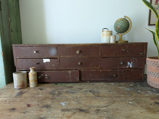 Antique Engineers Bank Of Drawers Apothecary Cabinet Chest Of Drawers Garage Vtg