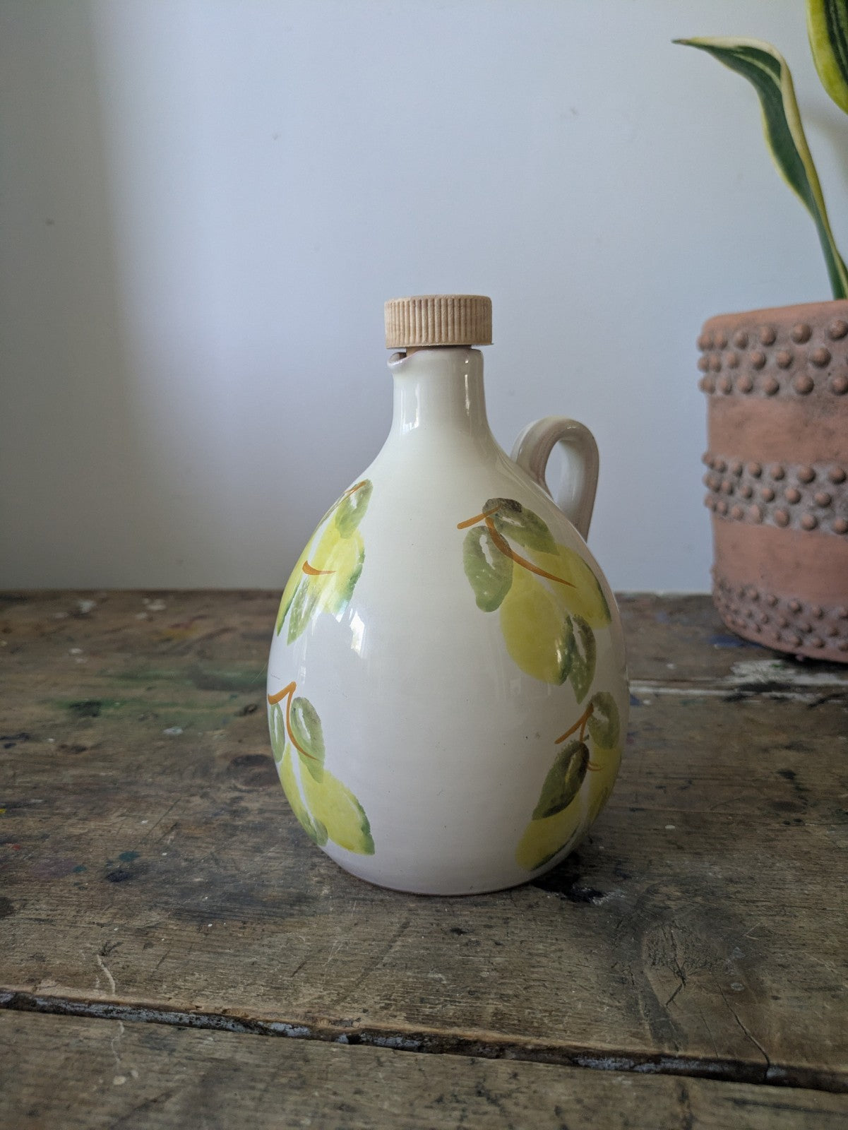 Vintage Italian Bocca Della Verita Ltd. Olive Oil Jug 500ml 1/2 L Pottery Vgc