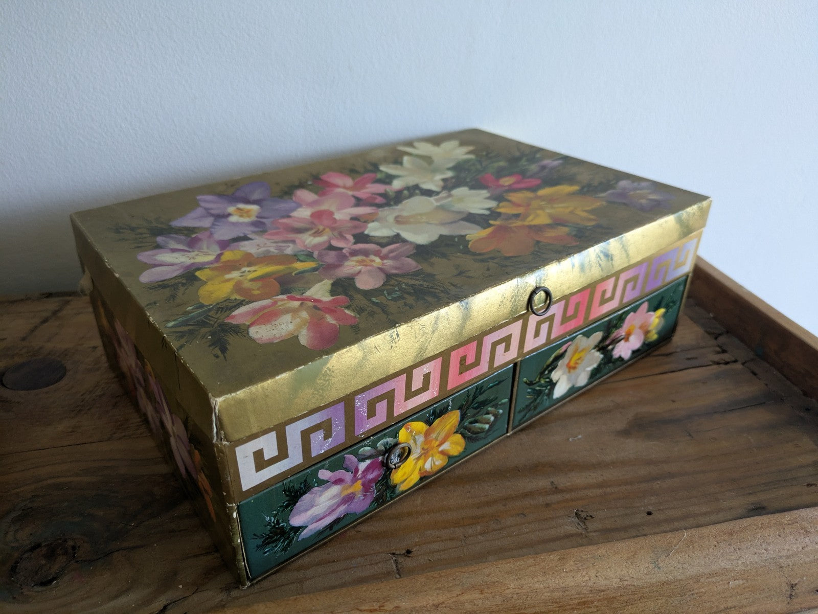 Vintage Chocolate Box Drawers To Store Jewelery Sewing Buttons Craft Cardboard.