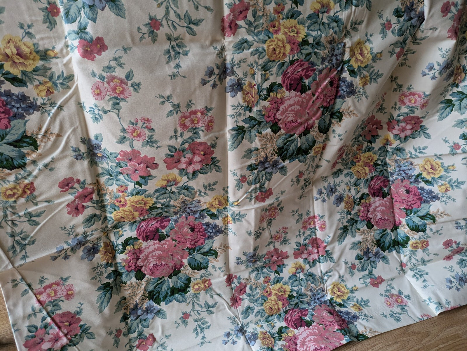 Pair Of Dreams 'n' Drapes Curtains New Each 90" W x 72" D Cabbage Rose Floral