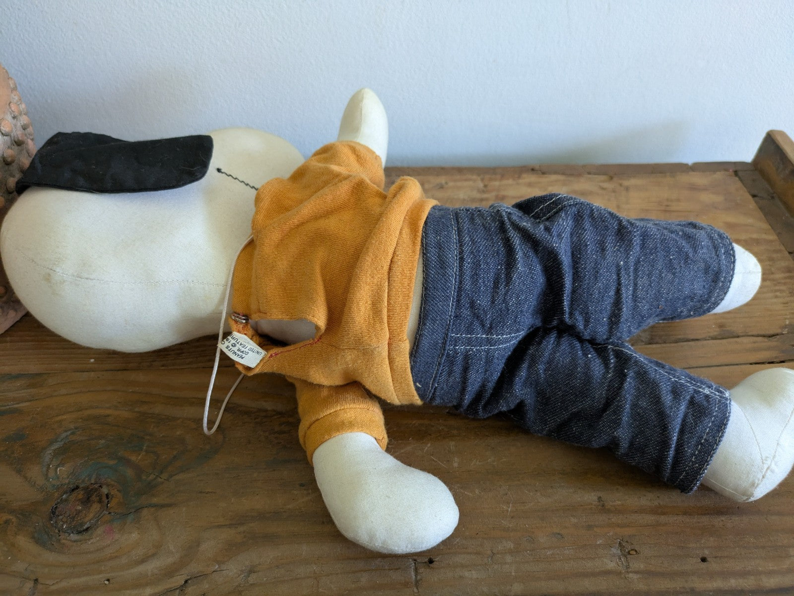 Rare Vintage 1960s Peanuts Snoopy Beige Jumper Sanforized Jeans Cloth Rag Doll L