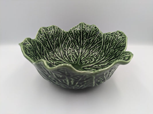 subtil john buck portugal Antique Green Majolica cabbage leaf bowl Serving Large