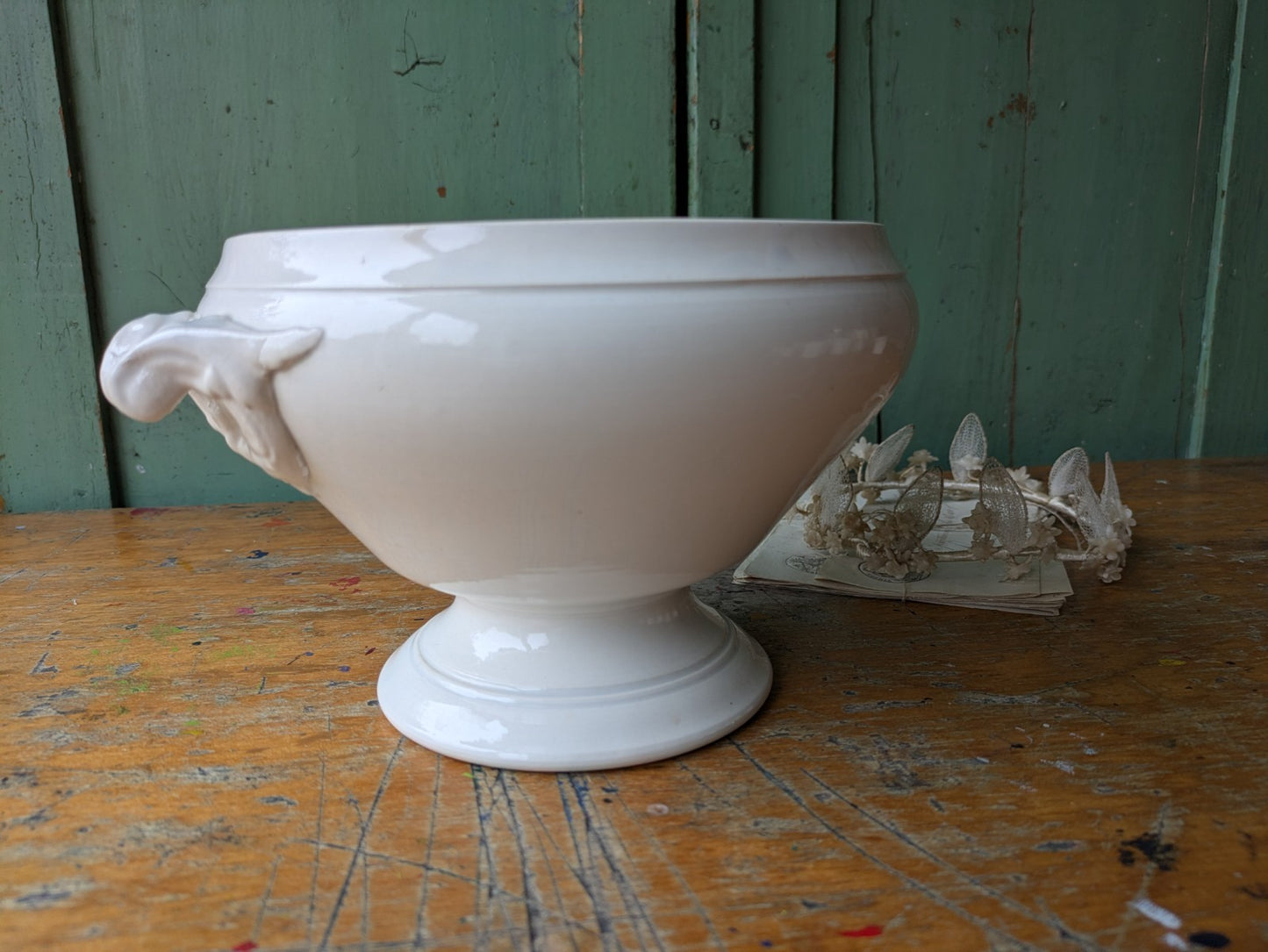 Antique French Faience Soup Tureen/ Soupiere Digoin & Sarreguemines Circa 1930