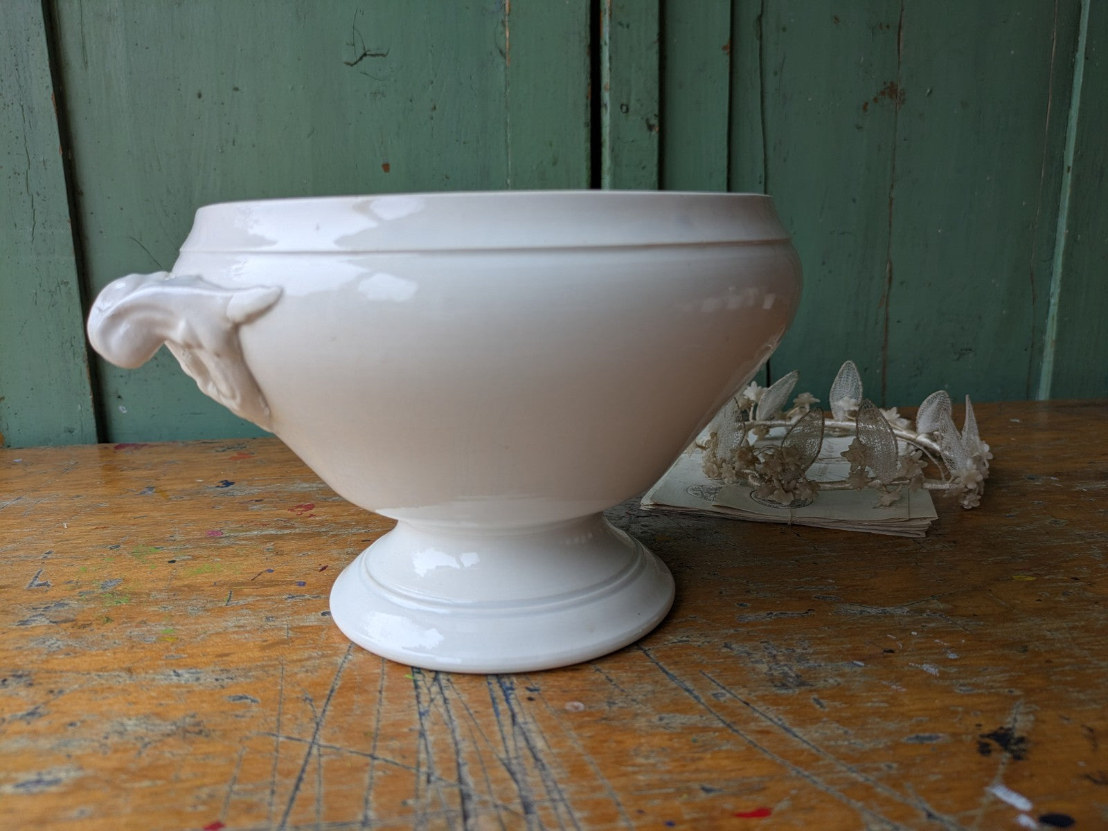 Antique French Faience Soup Tureen/ Soupiere Digoin & Sarreguemines Circa 1930