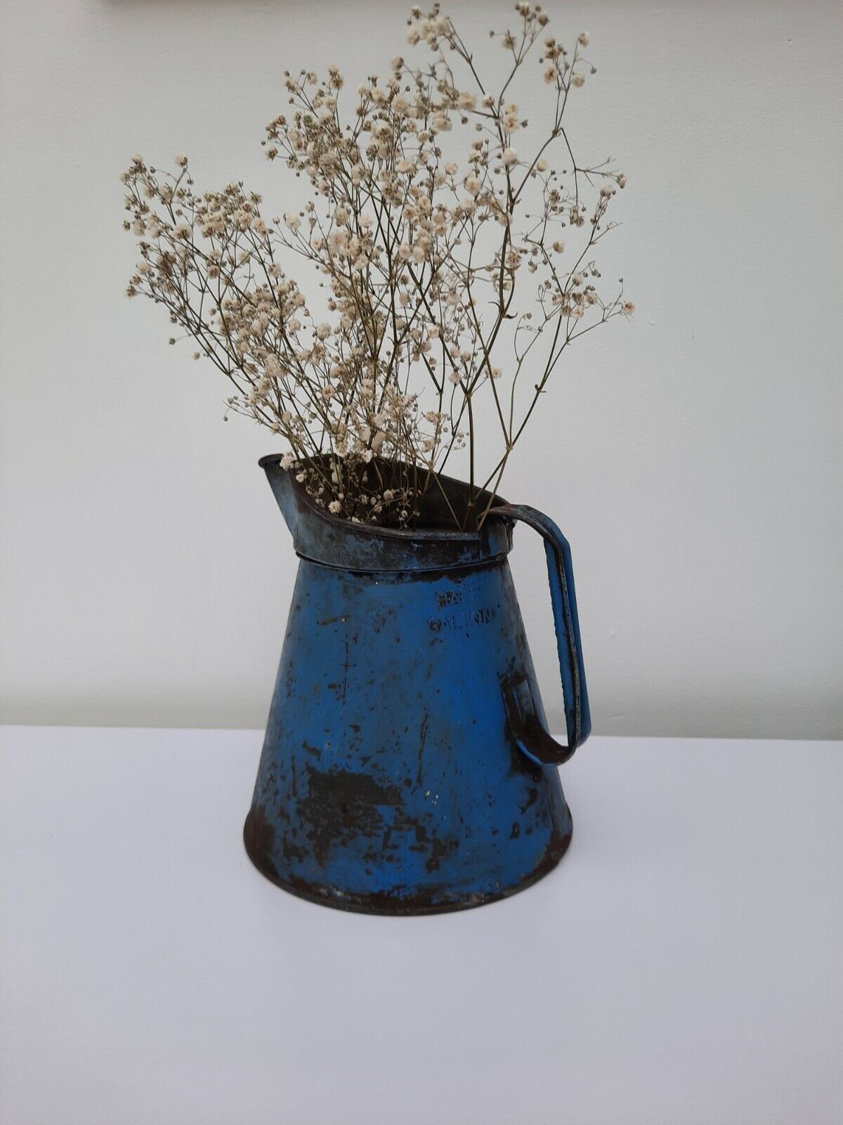 Vintage Blue Oil Jug, Pourer, Half Gallon, 1960's / 1970's Automobilia blue vase