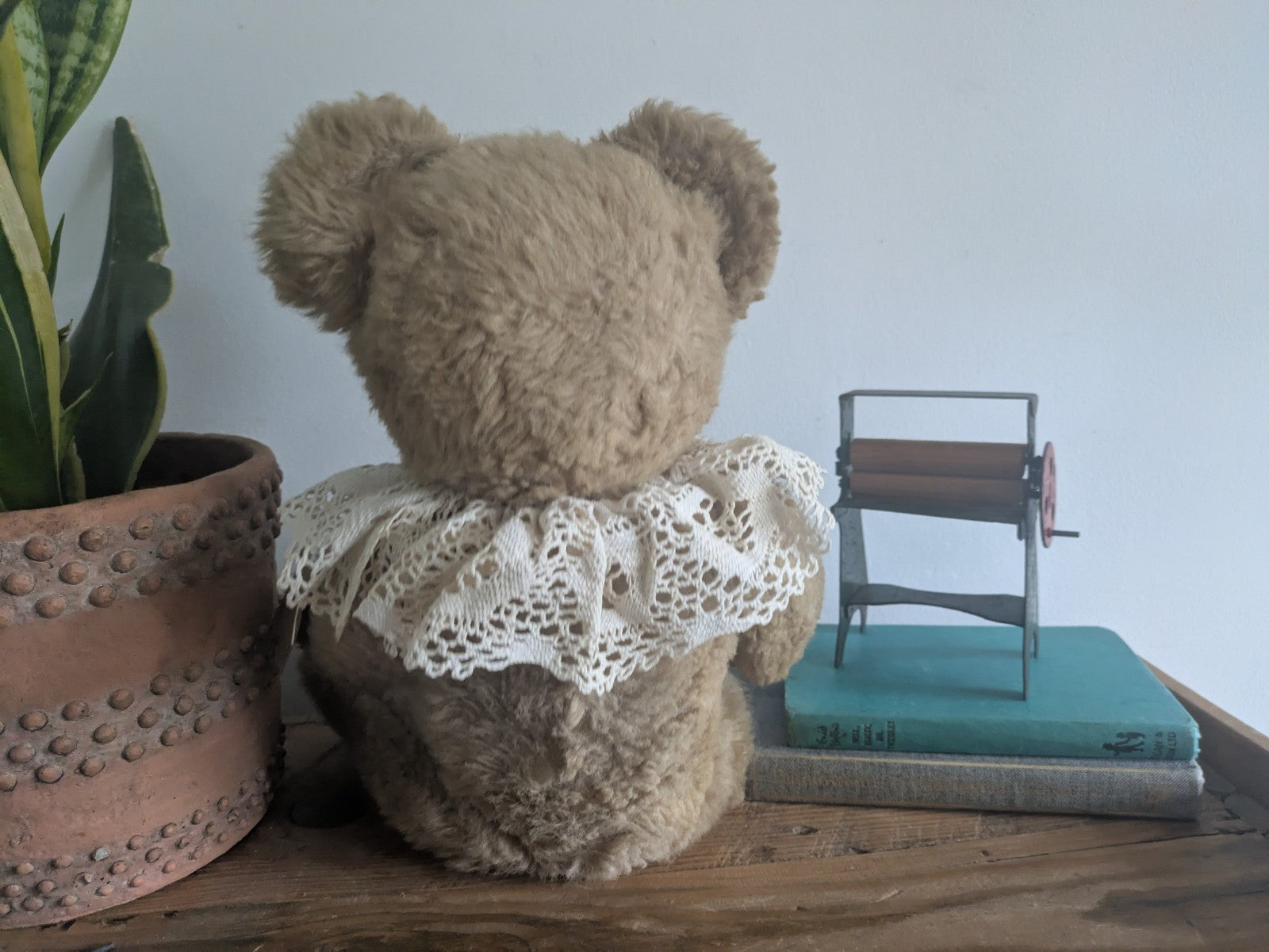 Old Vintage Teddy Bear Plush Soft  Articulated Jointed Toy Collar Prop Vgc Large