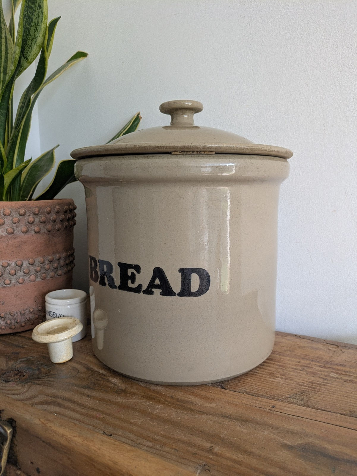VINTAGE ANTIQUE BREAD CROCK BIN PEARSON’S OF CHESTERFIELD STONEWARE POTTERY XL