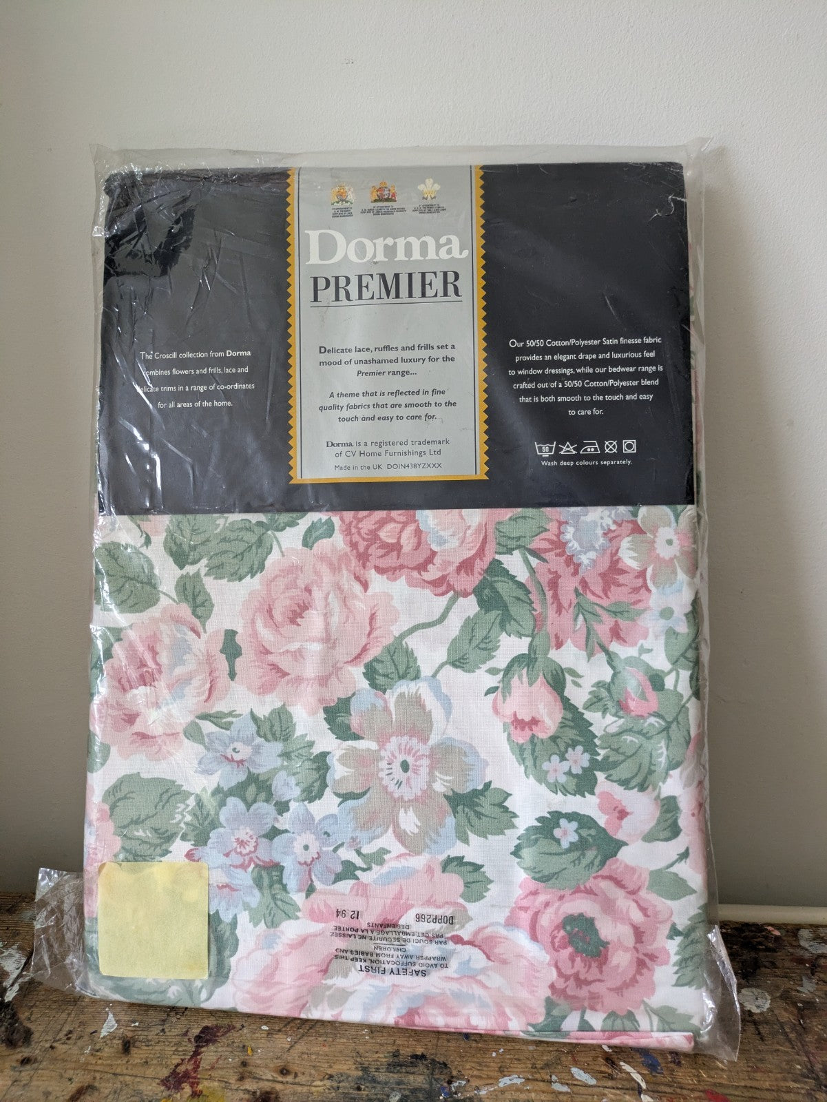 Vintage Dorma Premier Croscill English Rose Ruched Double Valance Sheet BNWT 