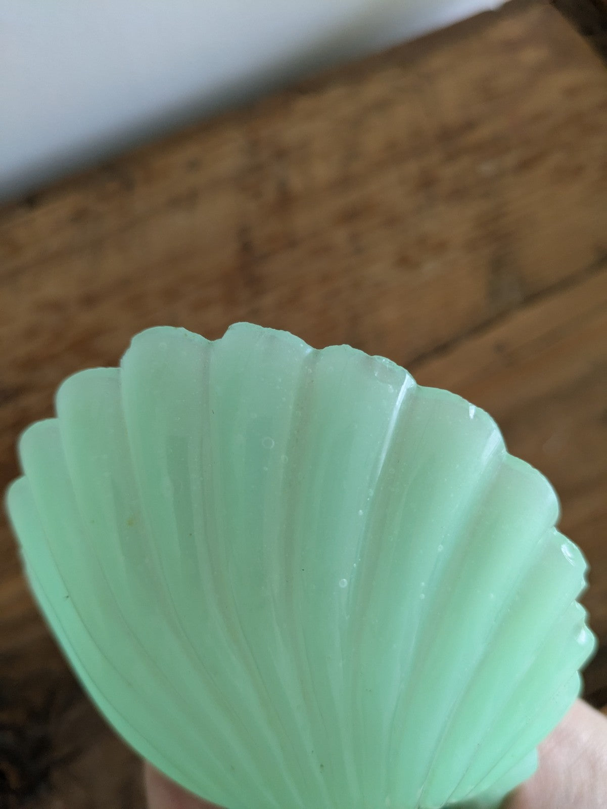 3x Vintage Uranium Green White Milk Glass Bowls Dishes Shell Clam Art Deco Early