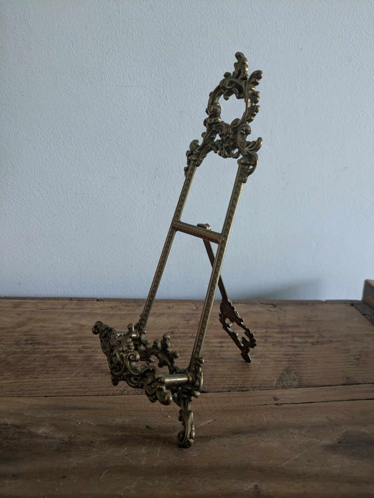 Decorative Brass Display Stand Easel Quality Heavy Brass Frame Ornate Rococo Vtg