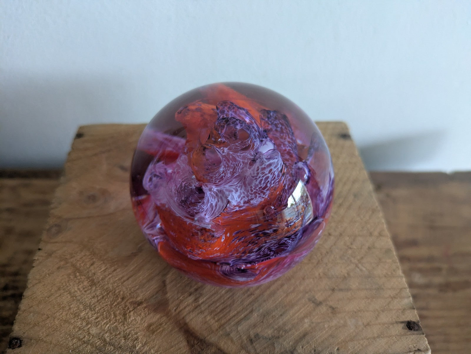 Caithness Glass Brimstone Scotland Paperweight 6cm High Purple and Red VGC Large