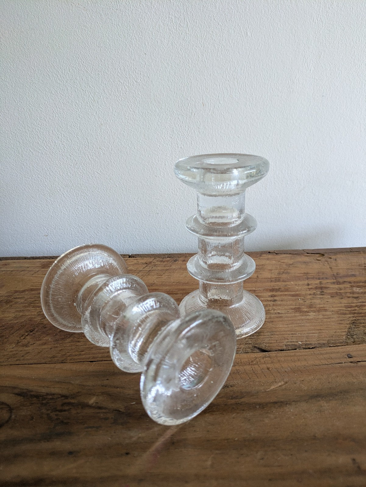 Pair Of Vintage Luminarc 'Nordic' Candle Holders MCM Retro Scandi Candle Sticks 