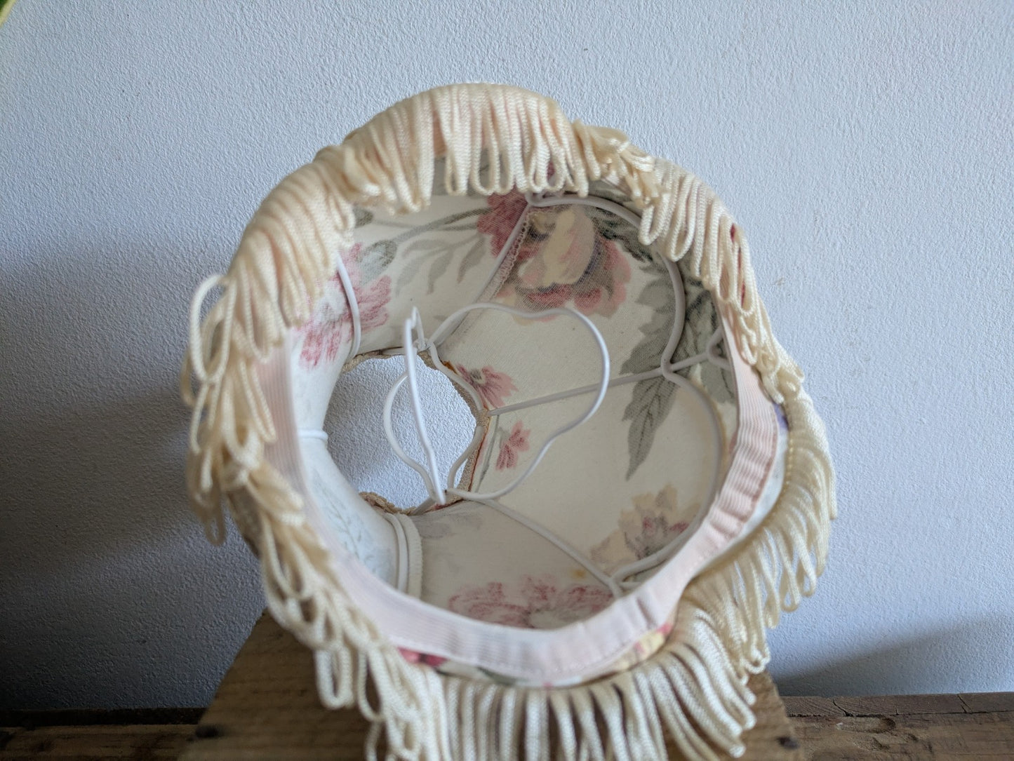Clip On Floral Lampshade Shabby Chic Prop Bell Tassel Table Light Sml Shade Rose