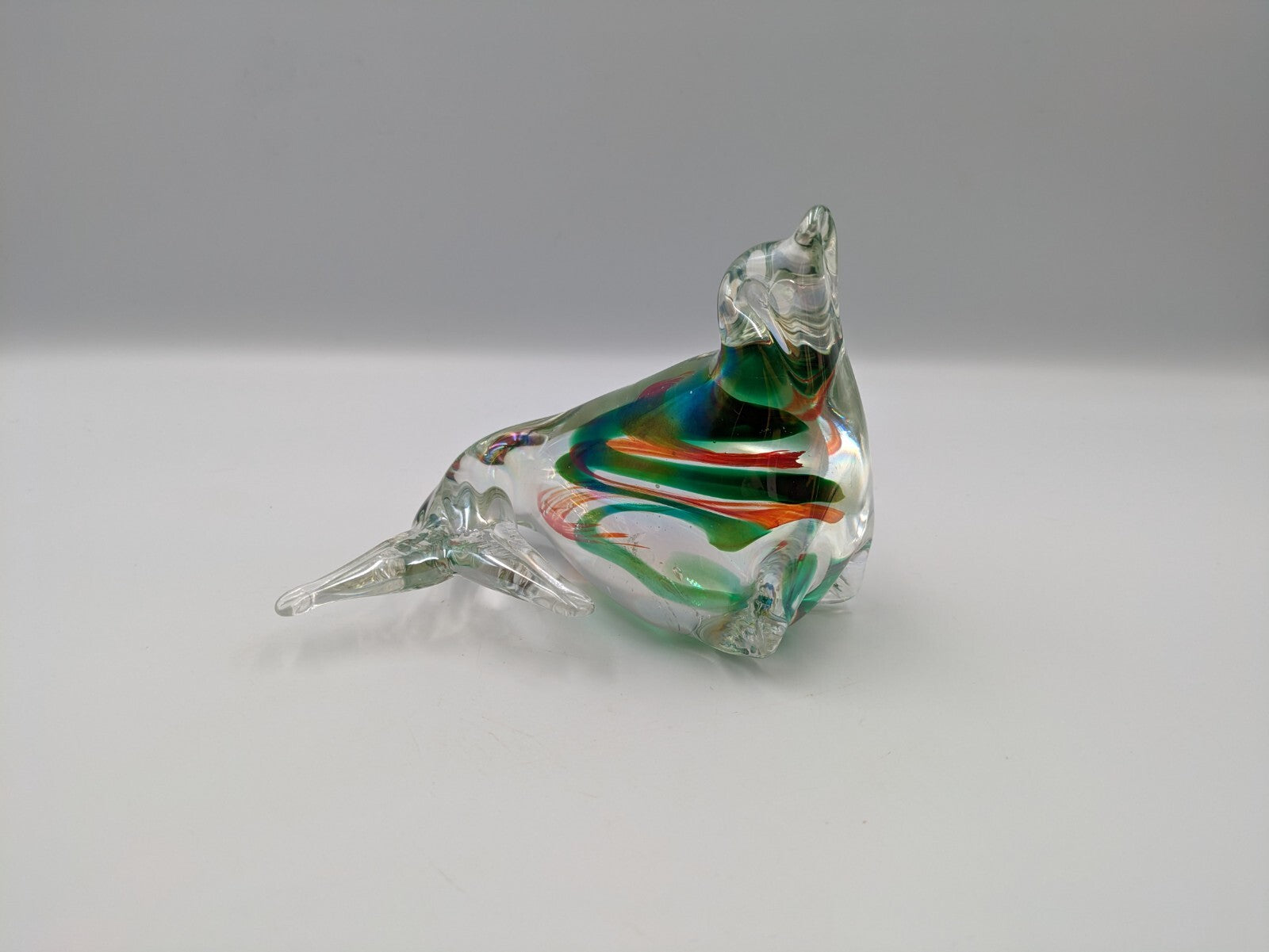 Murano Multi Colour Iridescent Art Glass Seal Paperweight Seal figure ornament