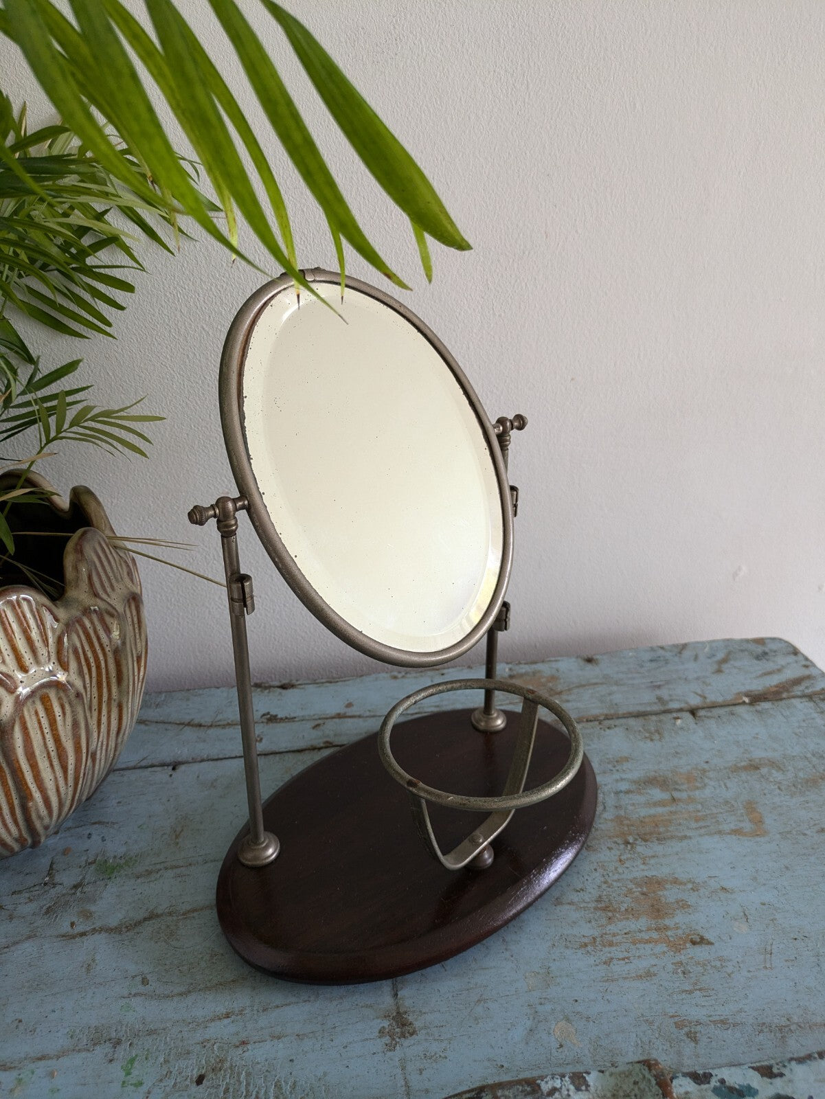Vtg Art Deco Shaving Barber Mirror Tilt Barber Haircuts Antique 1920s 30s Stand 