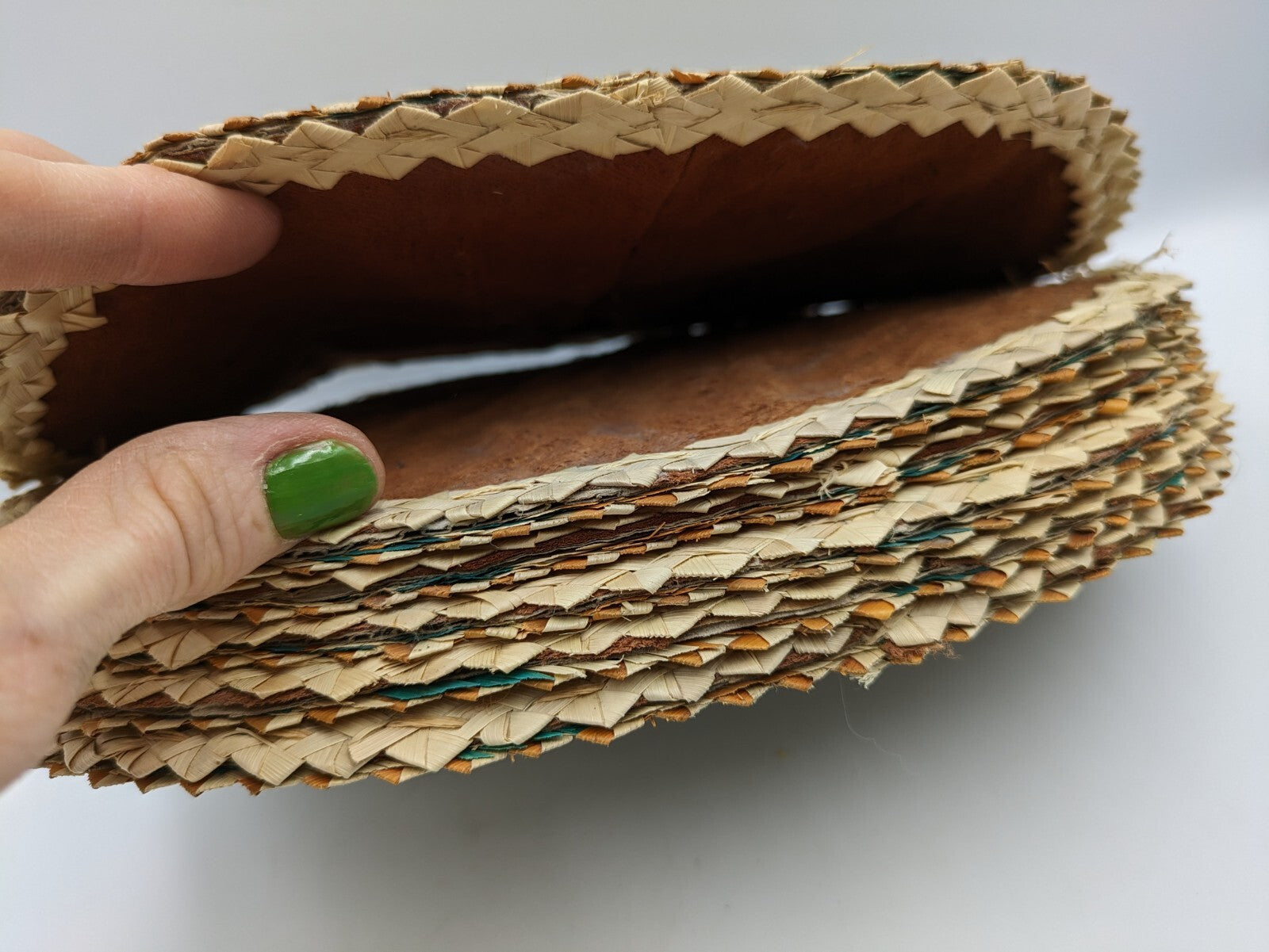 6x Table Placemats Palm Leaf Coasters Dining Natural Heat Resistant Handmade Vtg