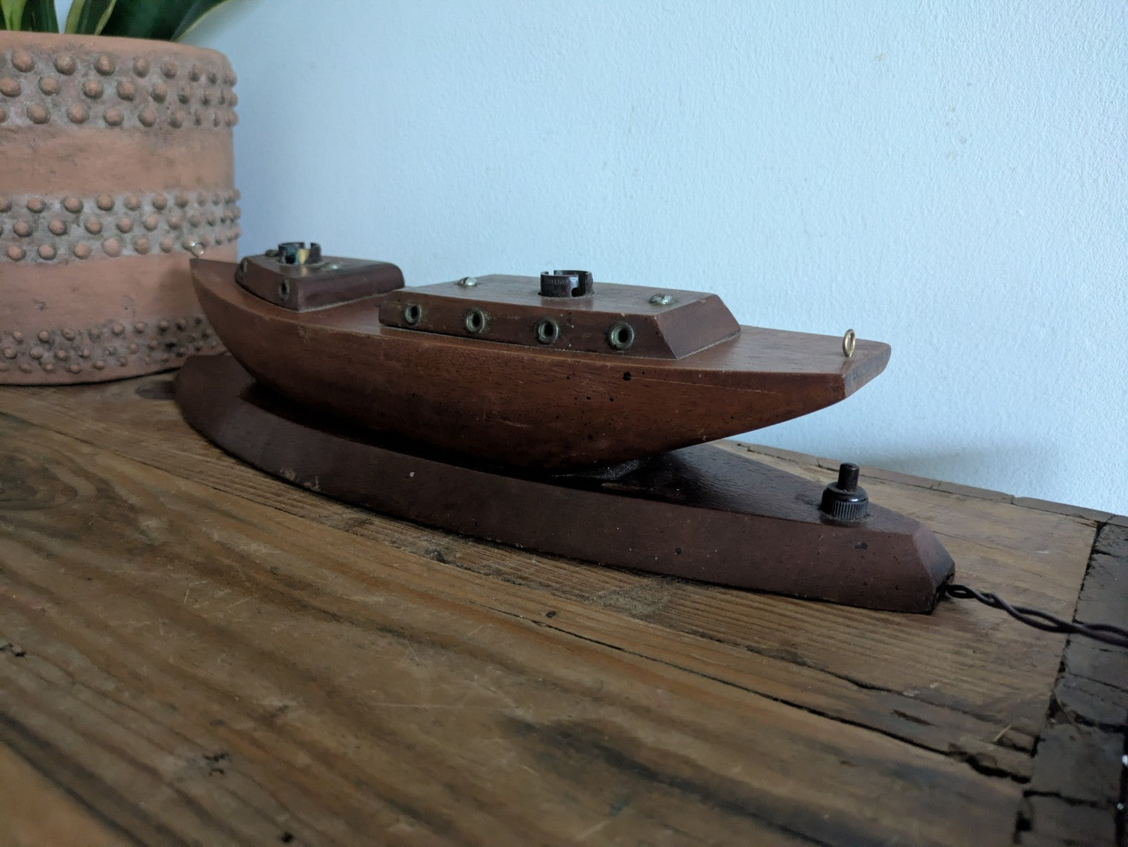 1960s Wooden Boat Table Lamp Base Retro Mid Century Teak Prop Rewire Project Vtg