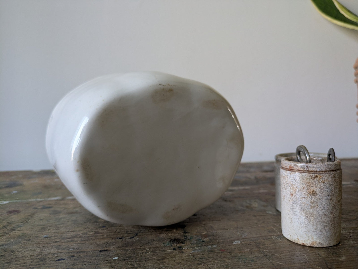 Heavy Antique Victorian White Stoneware Flower Head Design Jelly Mould Oval Vgc