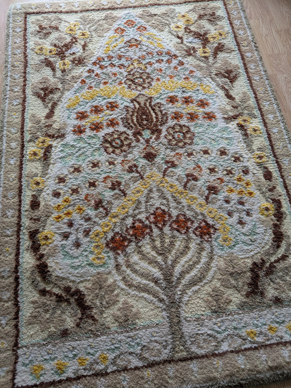 rug quality carpet fireside Tree Of Life vintage retro rectangular old rare Vgc
