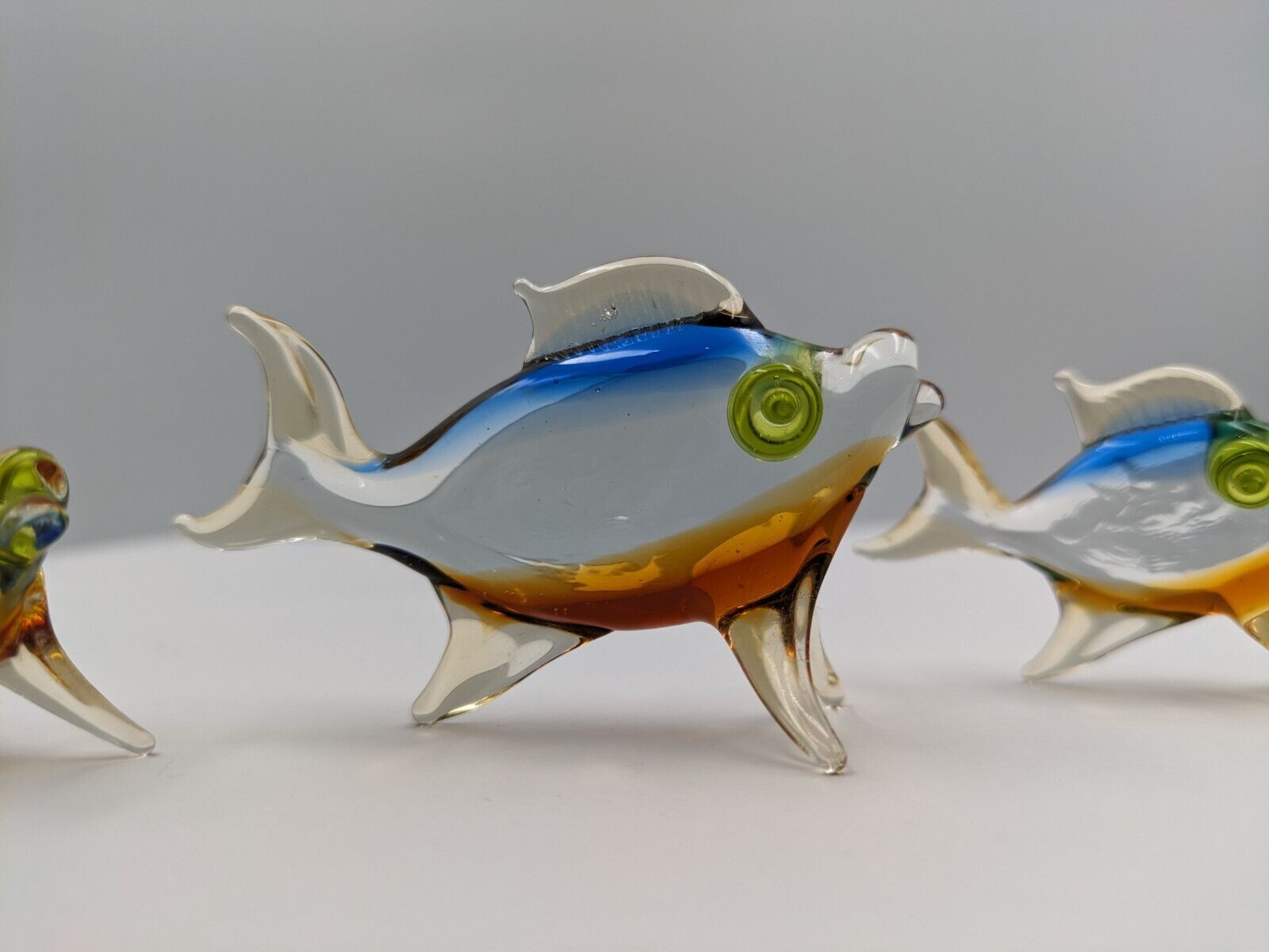 3x Murano Glass Lauscha Glass Bimini Glass Fish Figure Ornament Set Shawl Mini