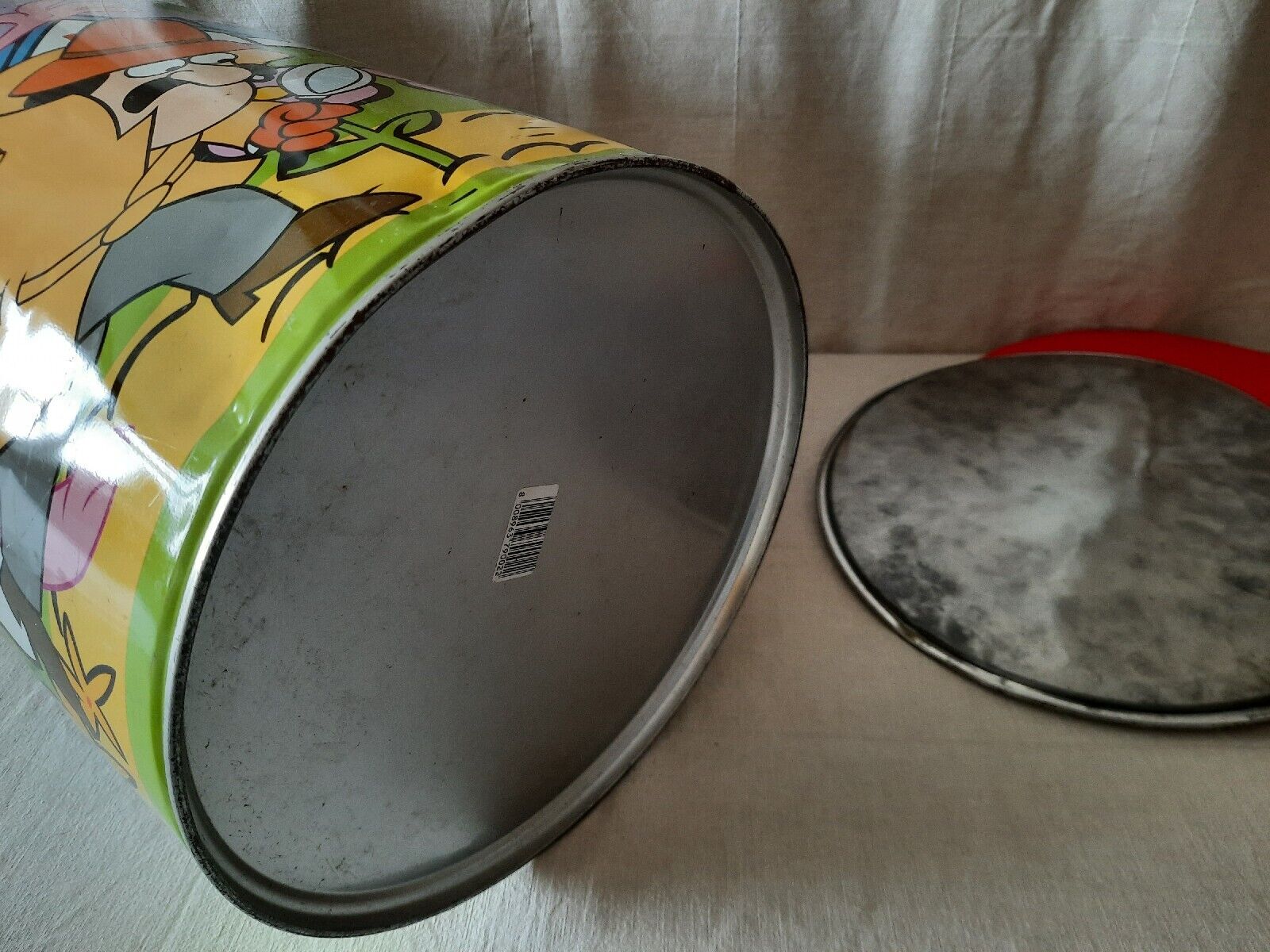 rare vintage Pink Panther Mivat Italy metal storage bin with lid 70’s Barrel toy