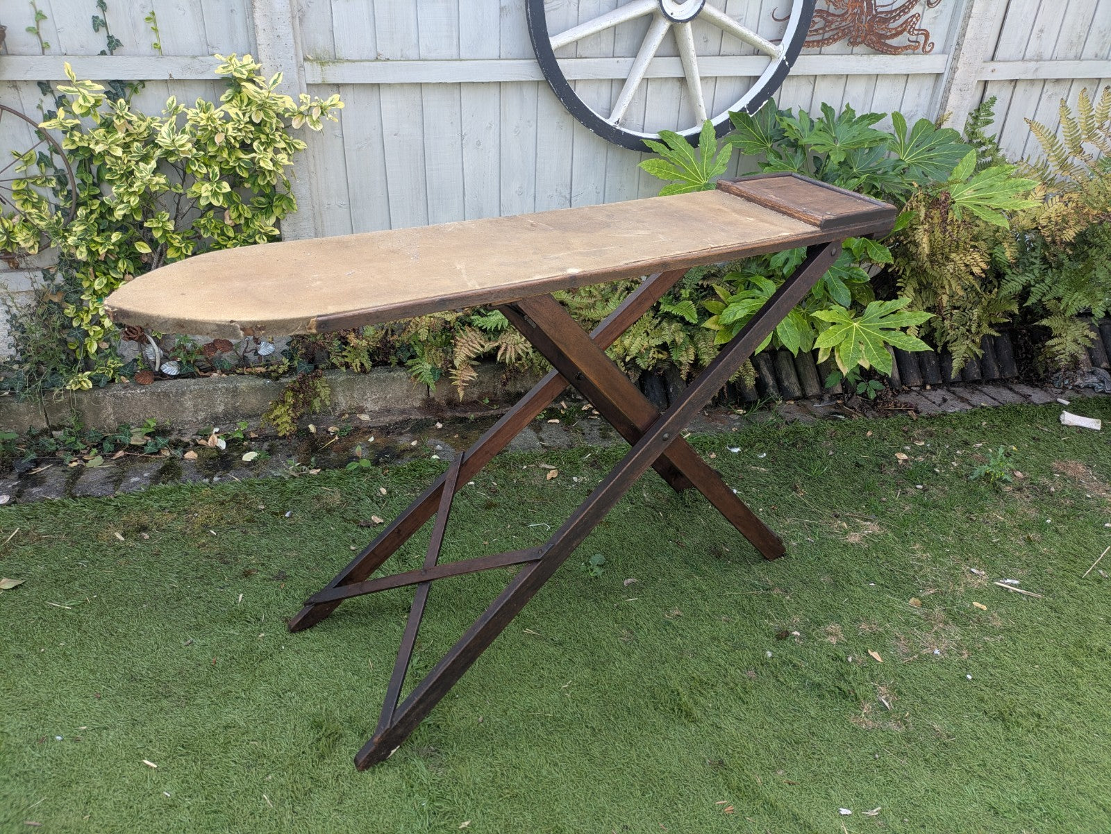 Antique Wooden Vintage Ironing Board Retro Prop TV Film Laundry Washing Iron Old