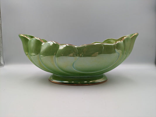 VINTAGE ART DECO MALING GREEN OMBRE LUSTRE WARE MANTLE VASE LARGE RETRO RARE OLD