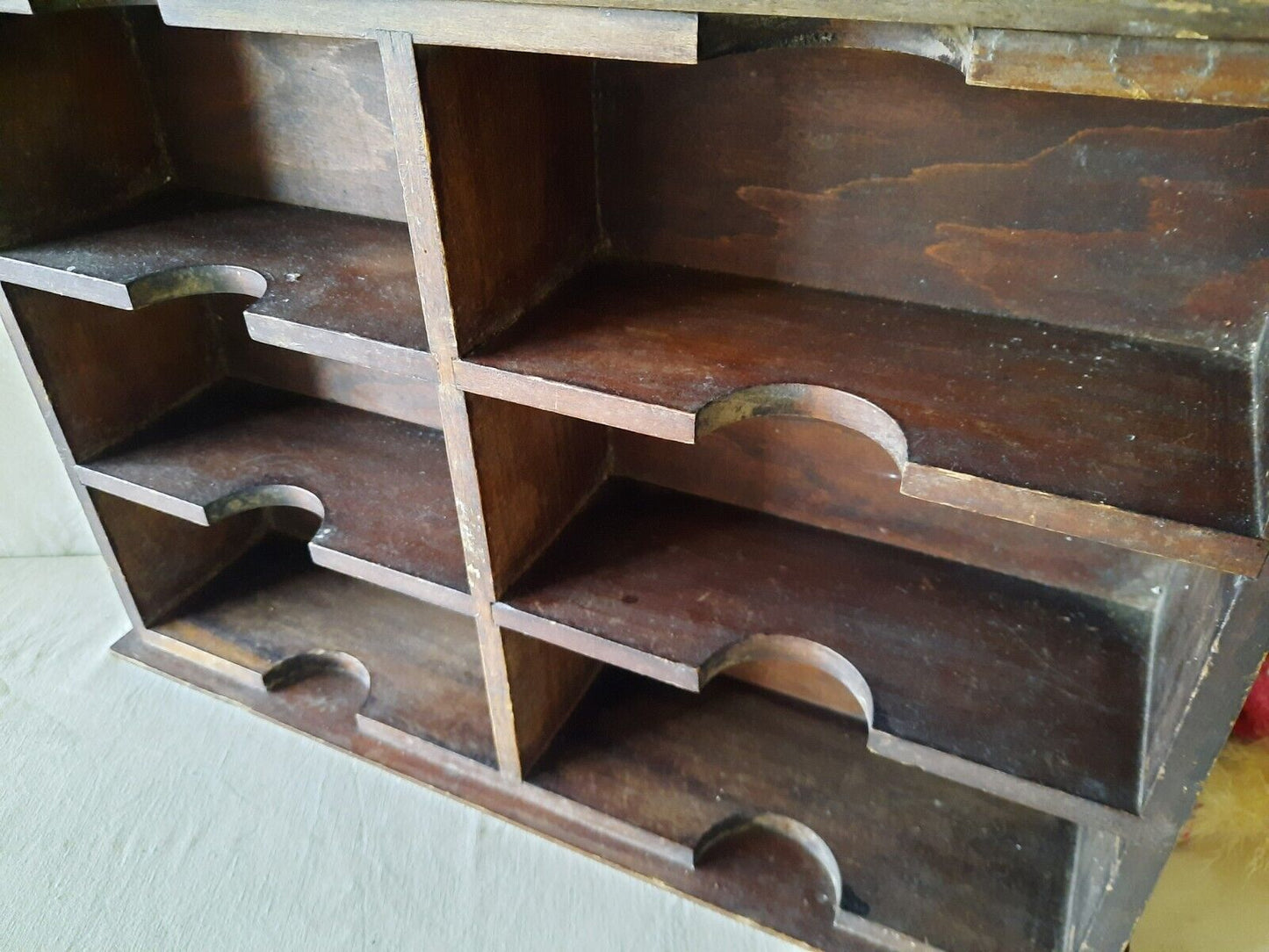 Vintage Haberdashery Pigeon holes Shelving wall shelf table top office hotel key