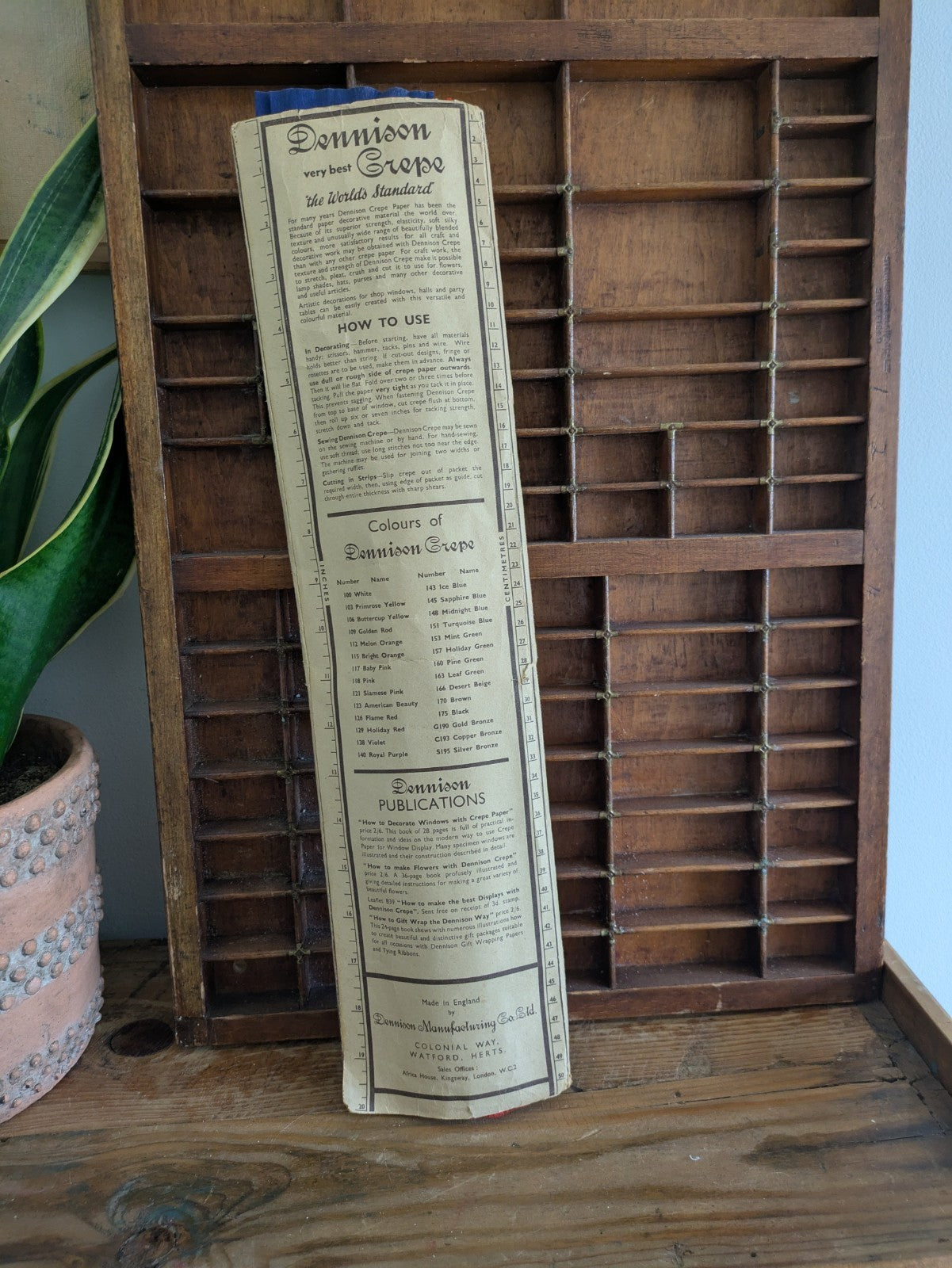 Old Dennison Red Blue Crepe Paper In Packaging Box Craft Christmas Vintage Vgc