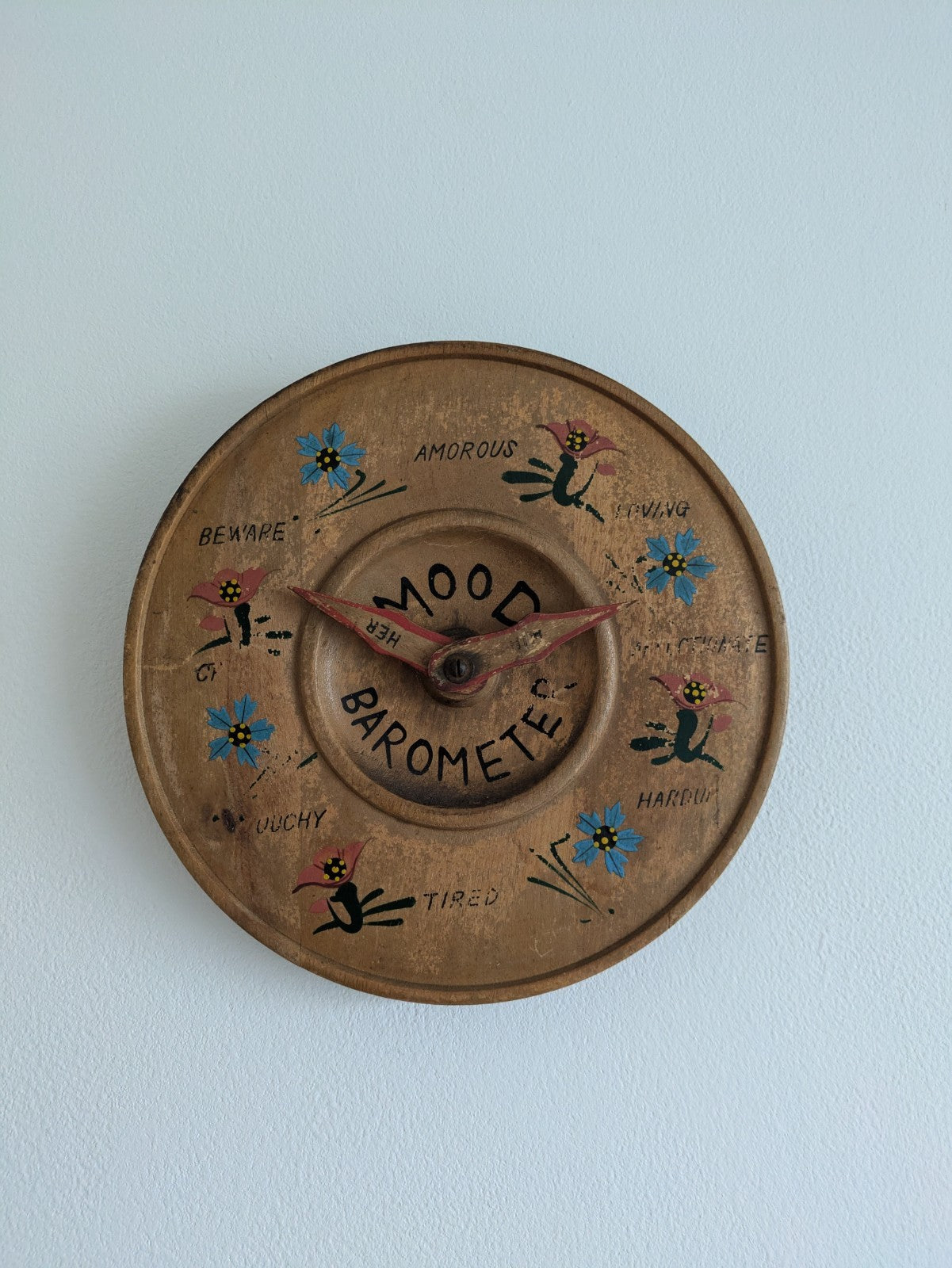 Vintage Folk Art Humorous Wood Mood Barometer Sign Gag Novelty Hand Painted Prop