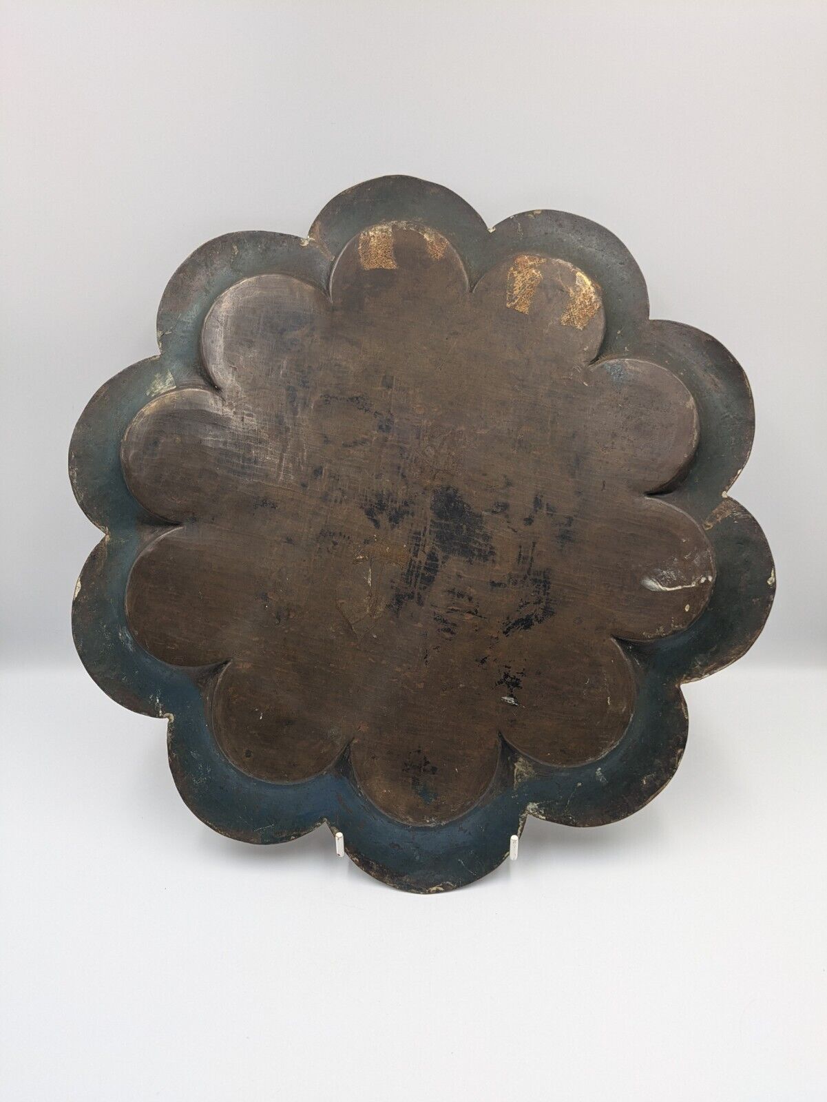 Antique Indian Hindu God Shiva Carved Plate Floral Carved Brass plate Tray Naga 