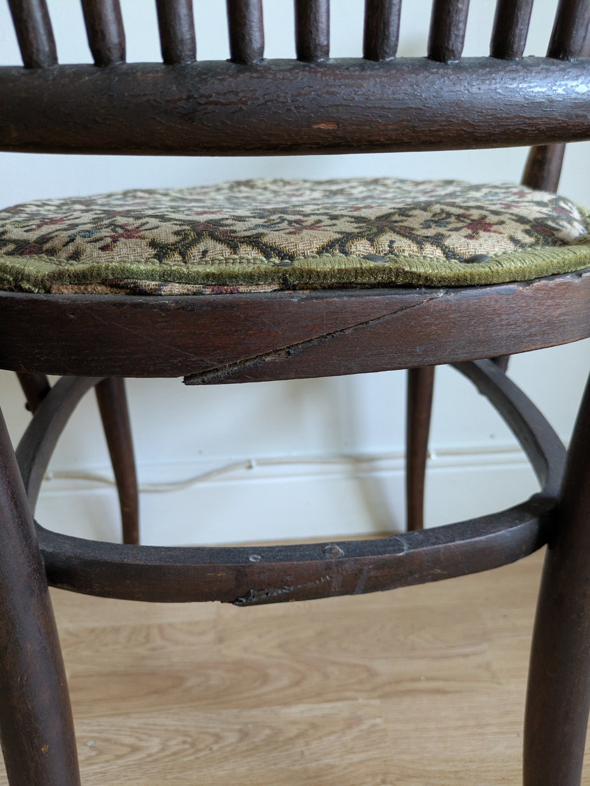 Antique Fischel Bentwood Carver Chair Upholstered Seat Thonet Early 20th Century