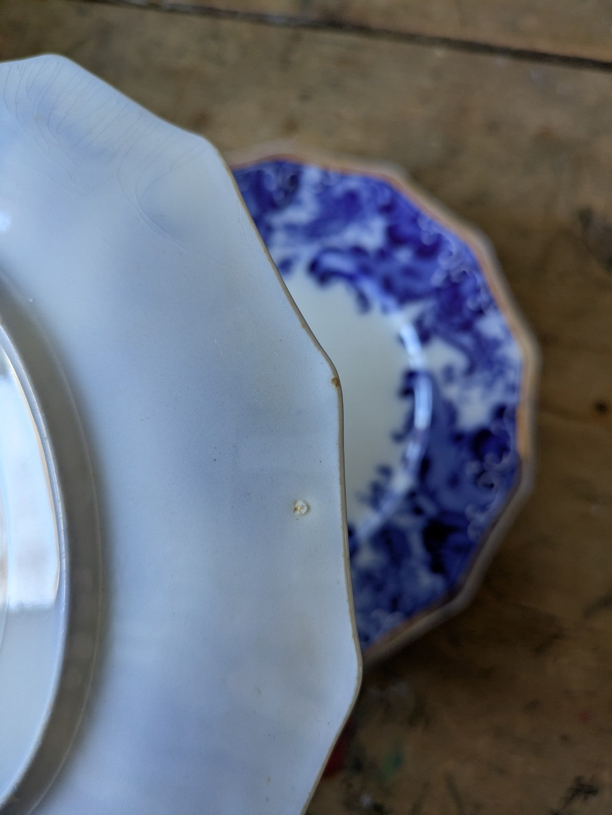16 Piece Antique Vtg W. H. GRINDLEY Argyle Flow Blue Dinner Dessert Plates Set