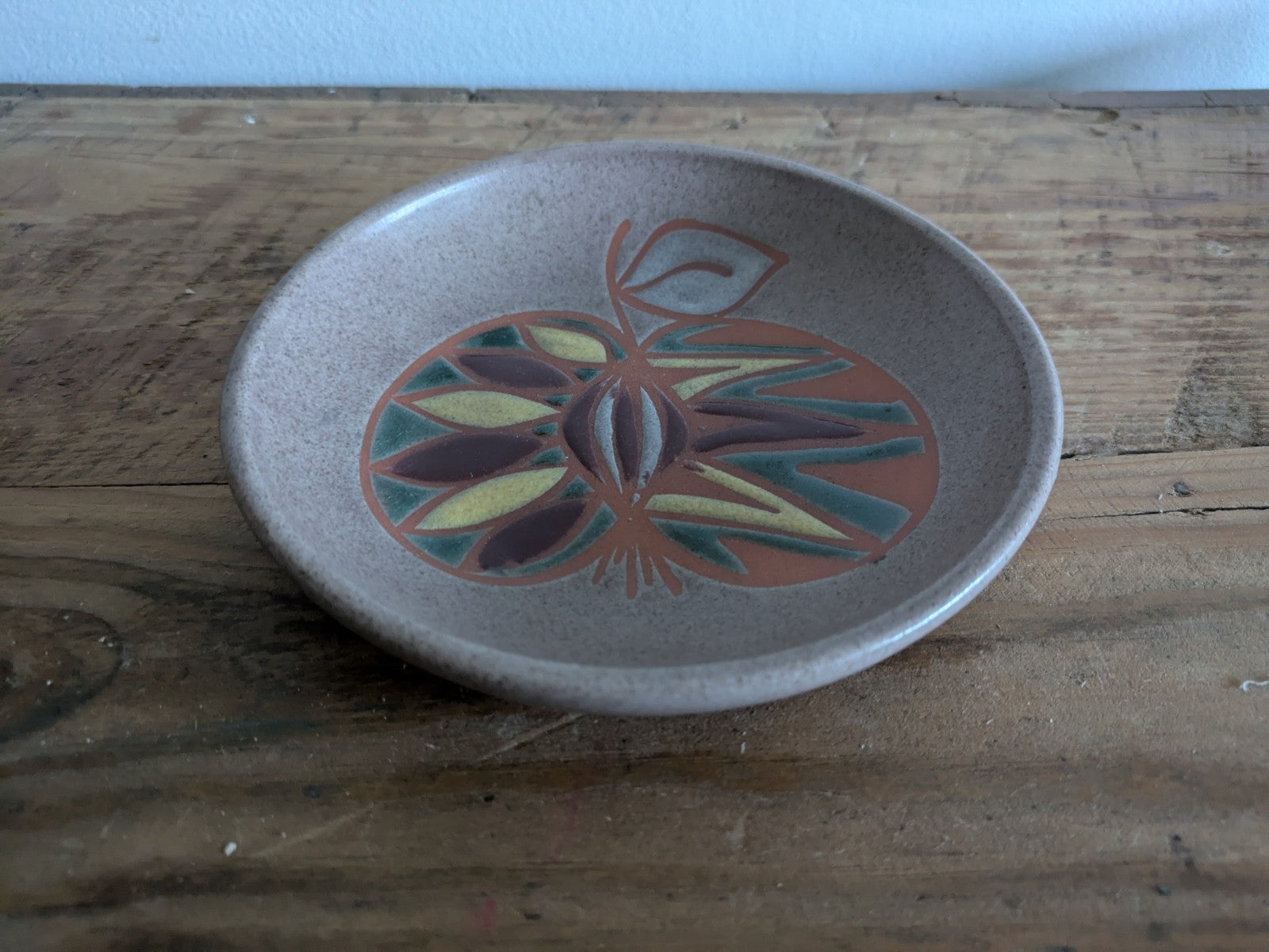 Rare Art Pottery Fruit Apple Dish Vintage 1950s 60s Picasso Style Mid Century