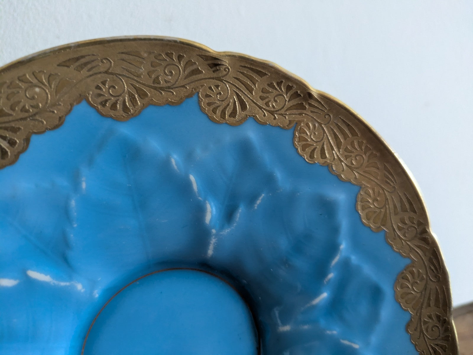 Vintage Plate Saucer Royal Bayreuth Blue With Gilt Gold Rim Bavaria Germany Rare
