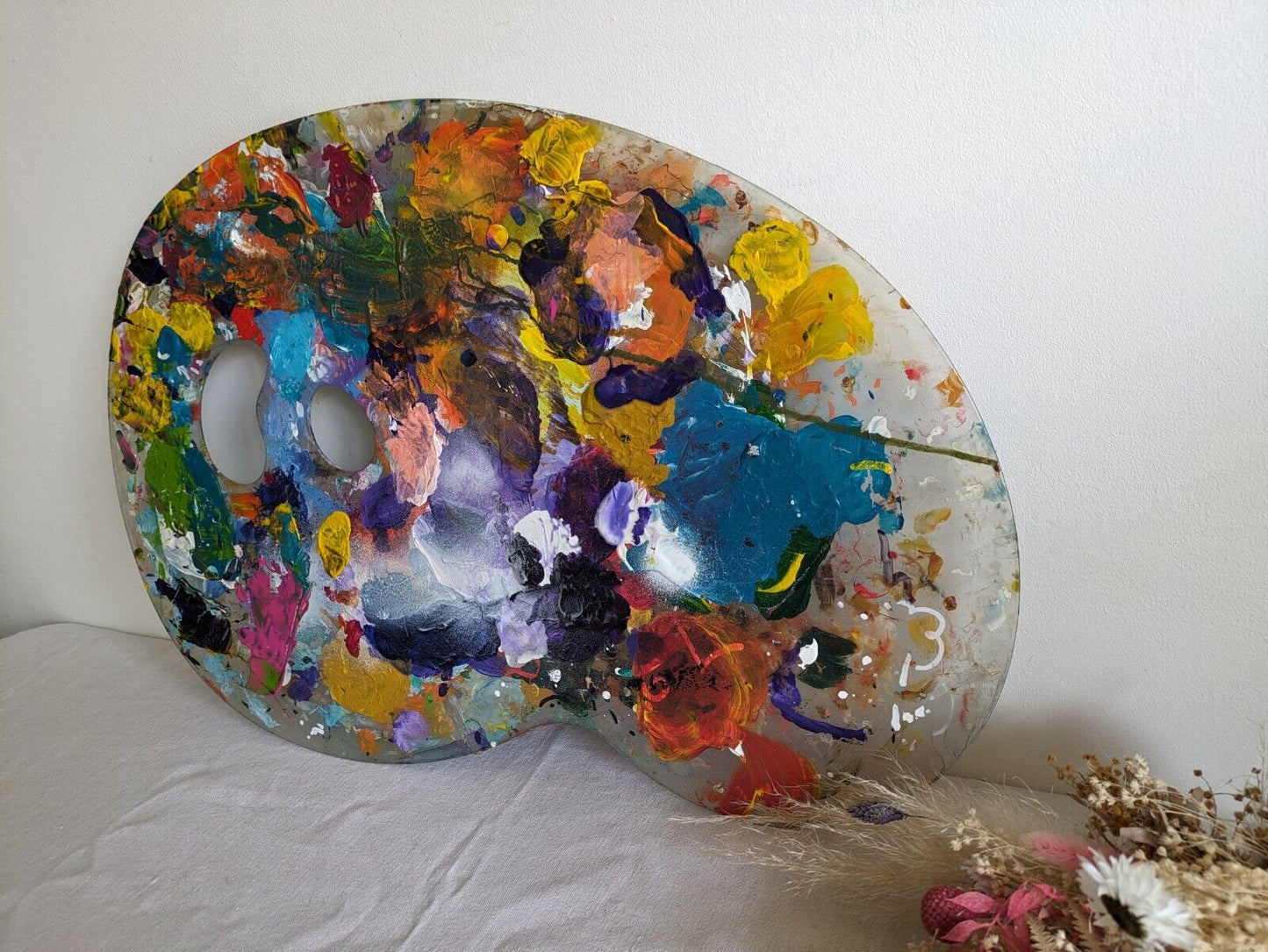 Vintage Artists palette Prop Perspex Art painting oil paints Kidney Jumbo Wall