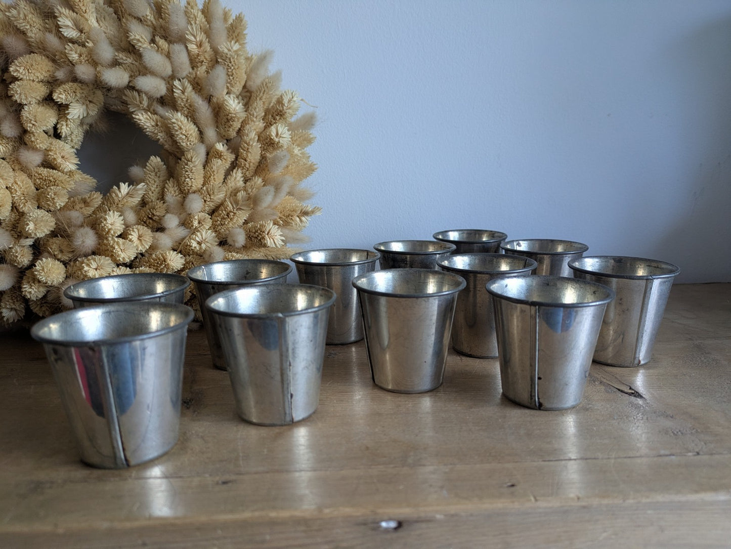 12 Vintage Tin Alloy Dariole Timbale Mould Cups Baking Cake Dessert Bakery Retro