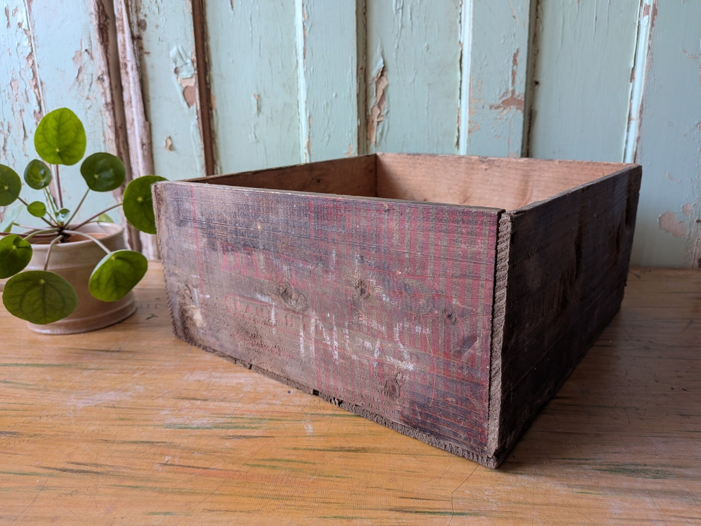 Vintage Danish Lard Board Wooden Box  Crate Storage Prop Kitchen Advertising 
