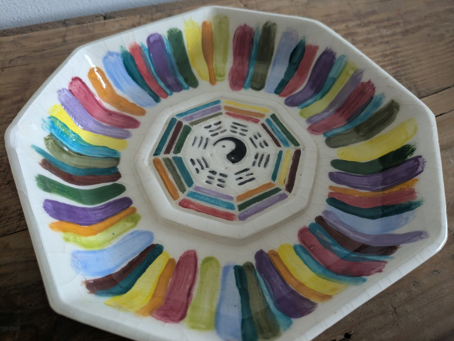 Yin Yang Octagon Dish Bowl Pantone Colour Wheel Palette Artist Ceramic Feng Shui