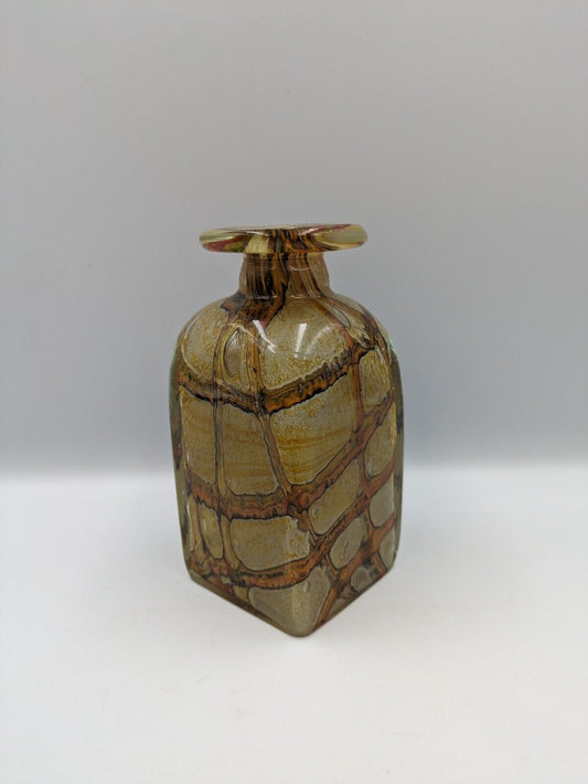 Rare Vtg Mid Cntury Mdina 70s Art Glass Bottle Mdg Vase Earthtones Vicente Boffo