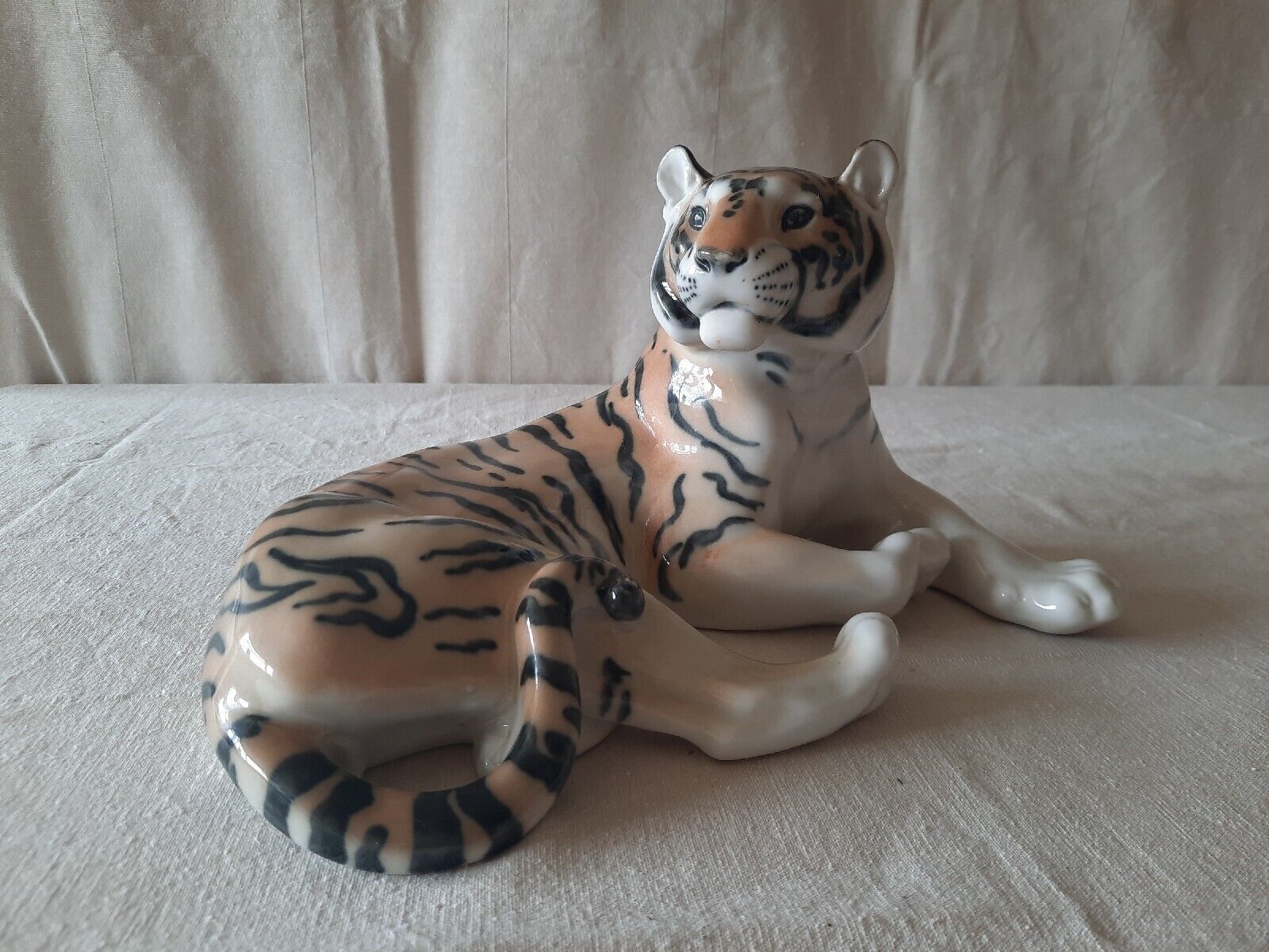 Rare Large Russian Lomonosov Tiger Ceramic Figurine Kitsch Collectible Mcm  Vtg