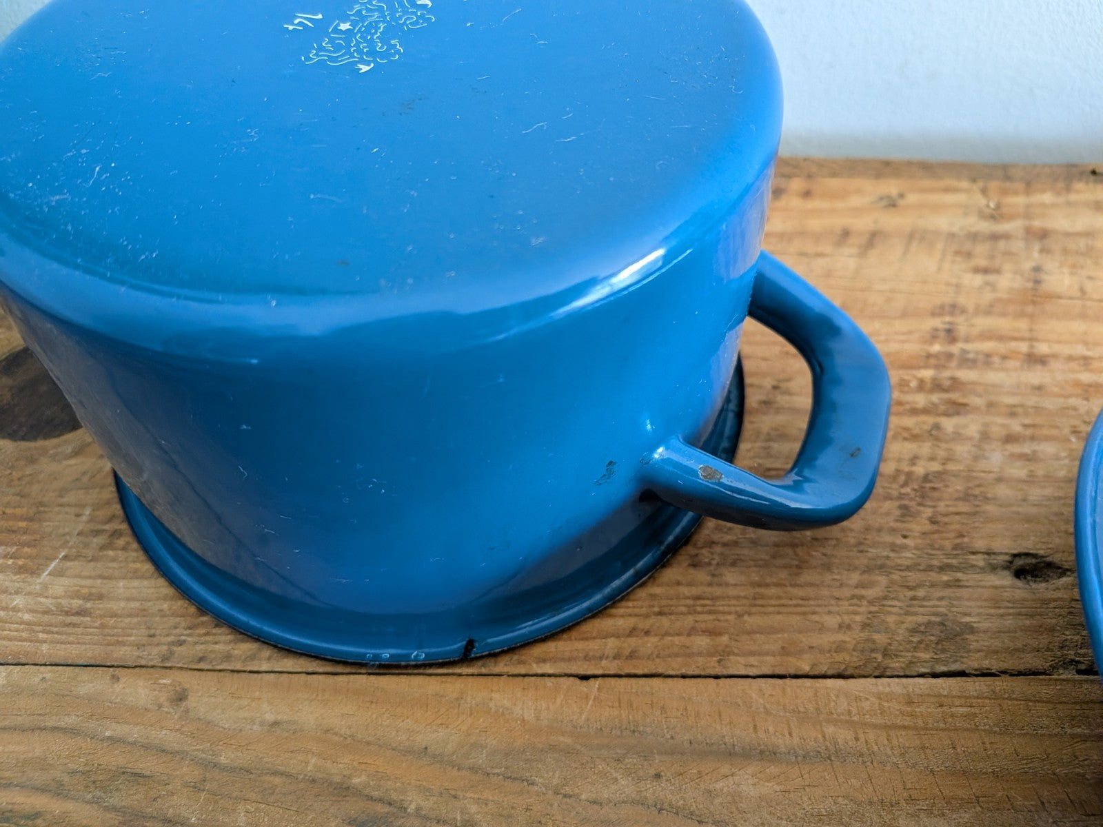 Enamel Saucepan Cobalt Blue Enamel Pot Yugoslavia Small Vintage Lid Pan Pot Vgc
