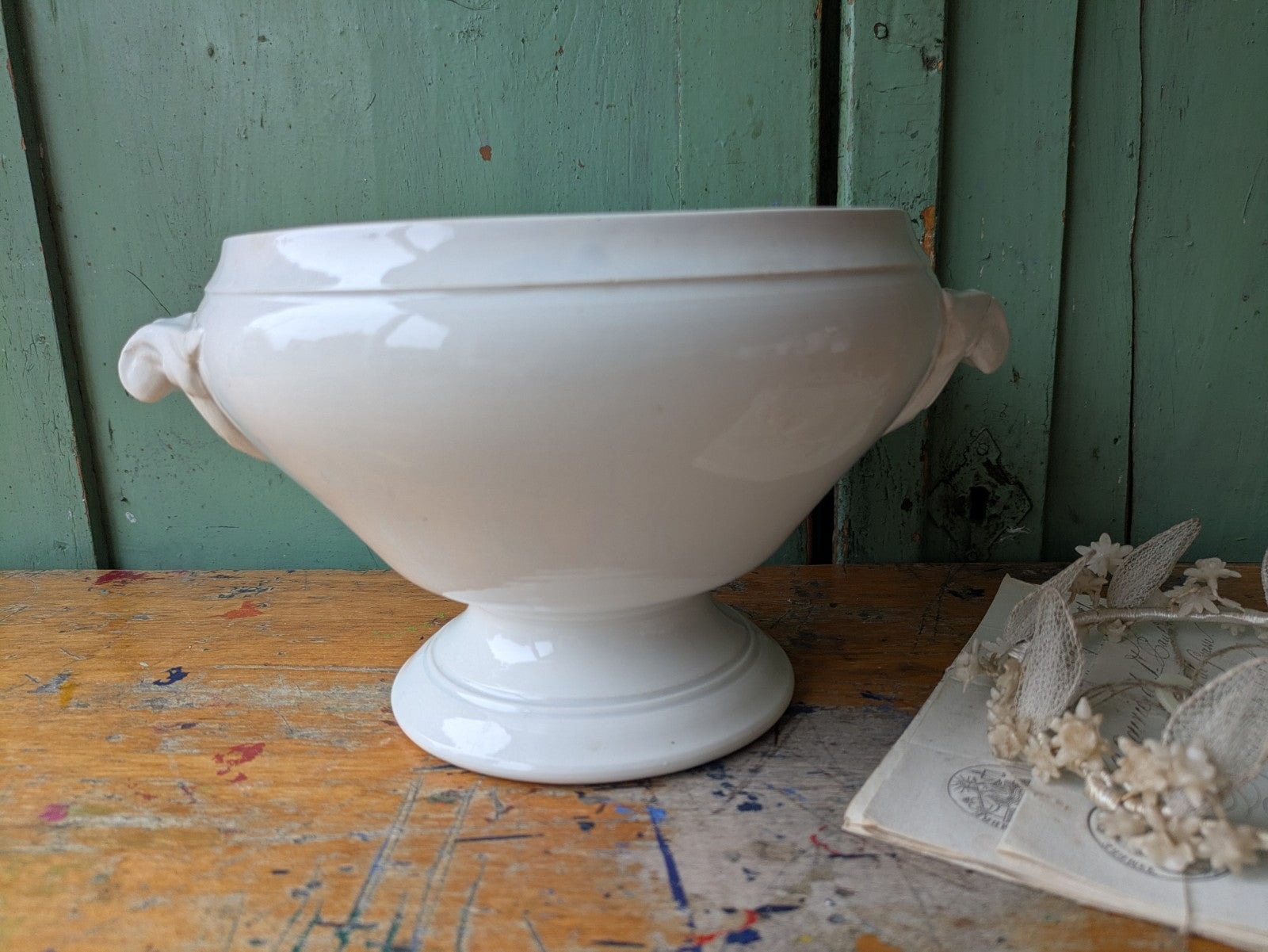Antique French Faience Soup Tureen/ Soupiere Digoin & Sarreguemines Circa 1930