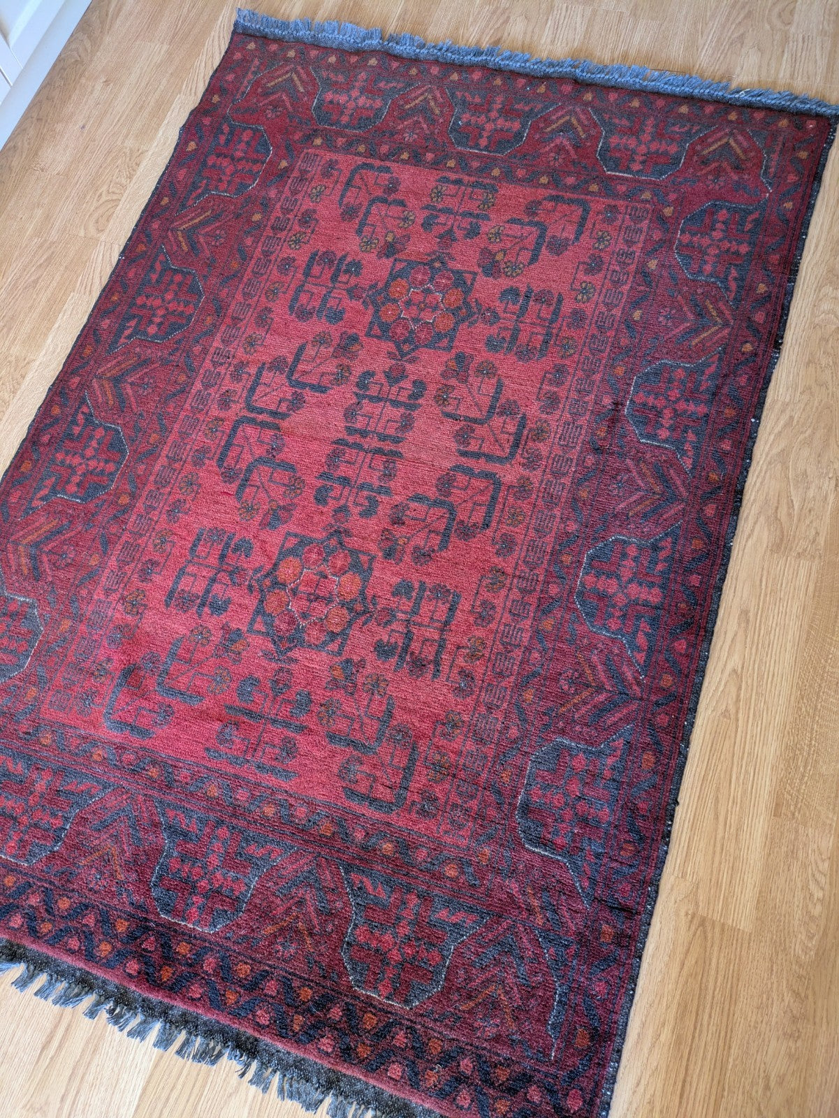 Afghan Handwoven Oriental Rug 151x99cm Top Condition Oriental Carpet Rug Red Lrg