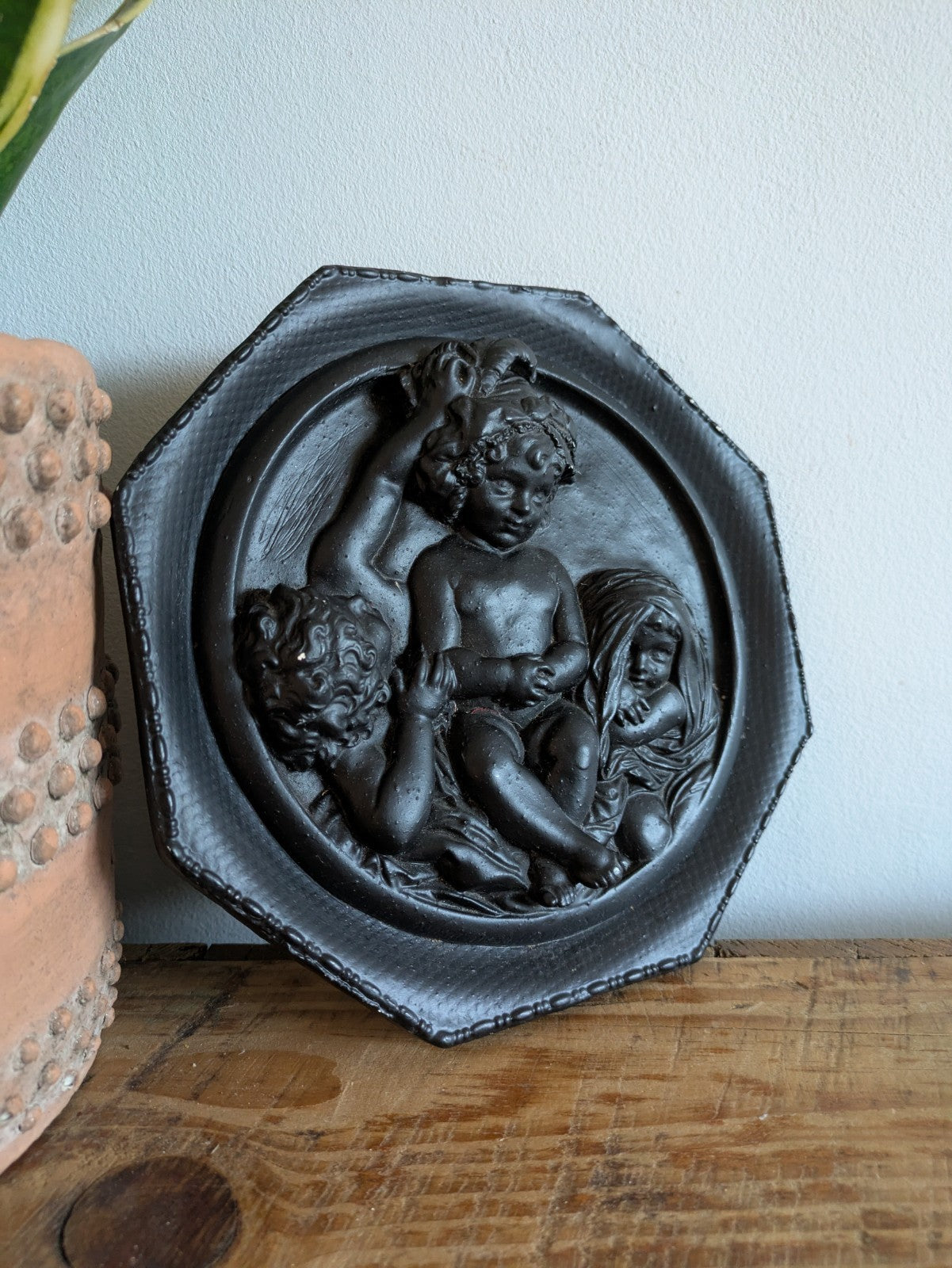 Edward William Wyon Plaster Wall Relief Plaque Marble Cherubs Calmady Children