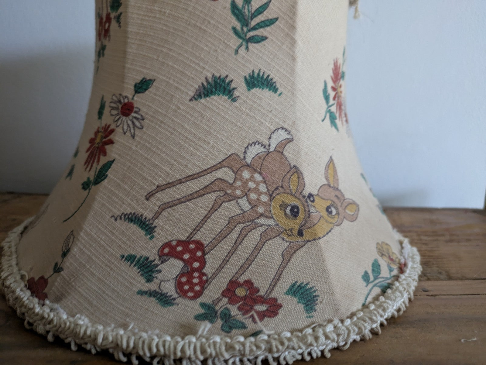 Vintage Deer Bambi Floral Lamp Shade Prop Light Mushroom Lampshade Childrens vgc