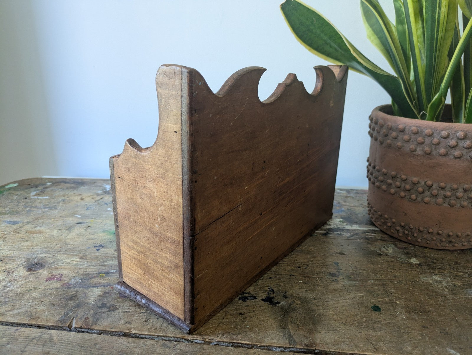 RUSTIC SECTIONAL WOODEN GOTHIC CHURCH STYLE CANDLE BOX WALL SCONCE DISPLAY DECOR