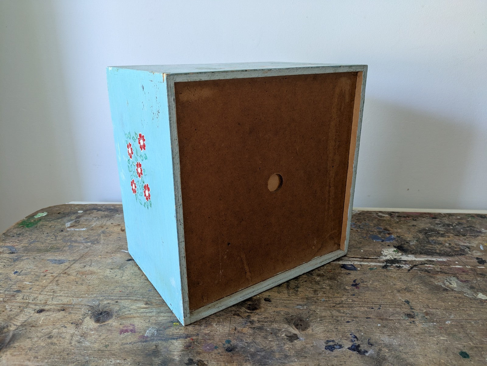 Folk Art Chicken CHEST of DRAWERS BOX KITCHEN Storage Wood Jewellery Vtg Floral