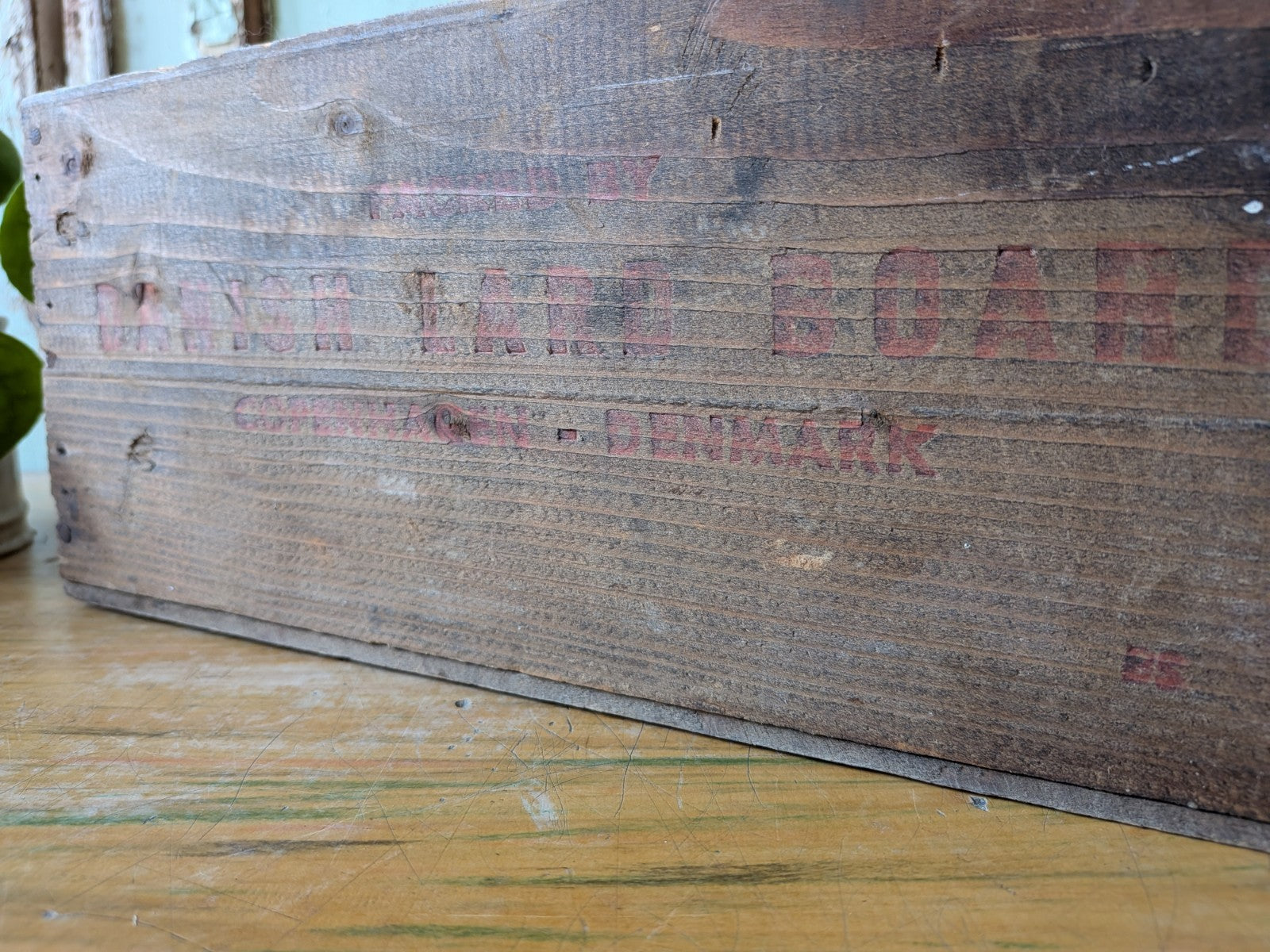 Vintage Danish Lard Board Wooden Box  Crate Storage Prop Kitchen Advertising 