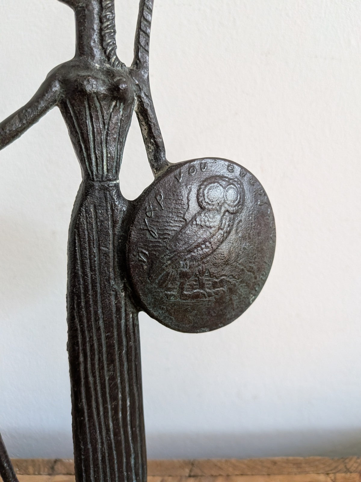 Athena Minerva Greek Roman Goddess Real Bronze Metal Art Statue Sculpture Shield